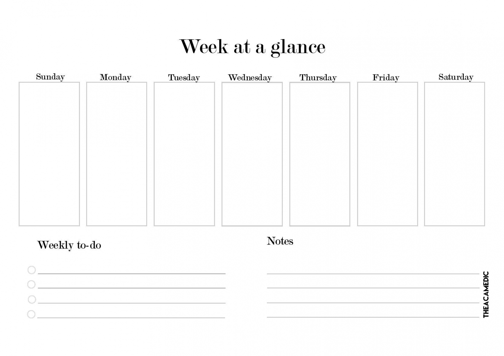 P R I N T A B L E S  Week at a glance printable, Weekly planner