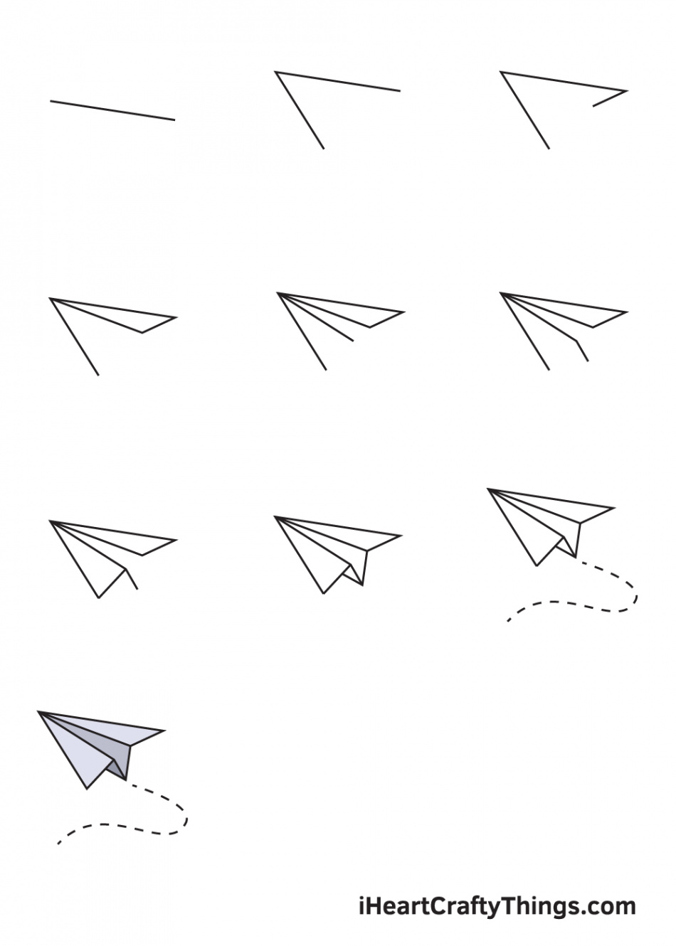 Paper Airplane Drawing - How To Draw A Paper Airplane Step By Step