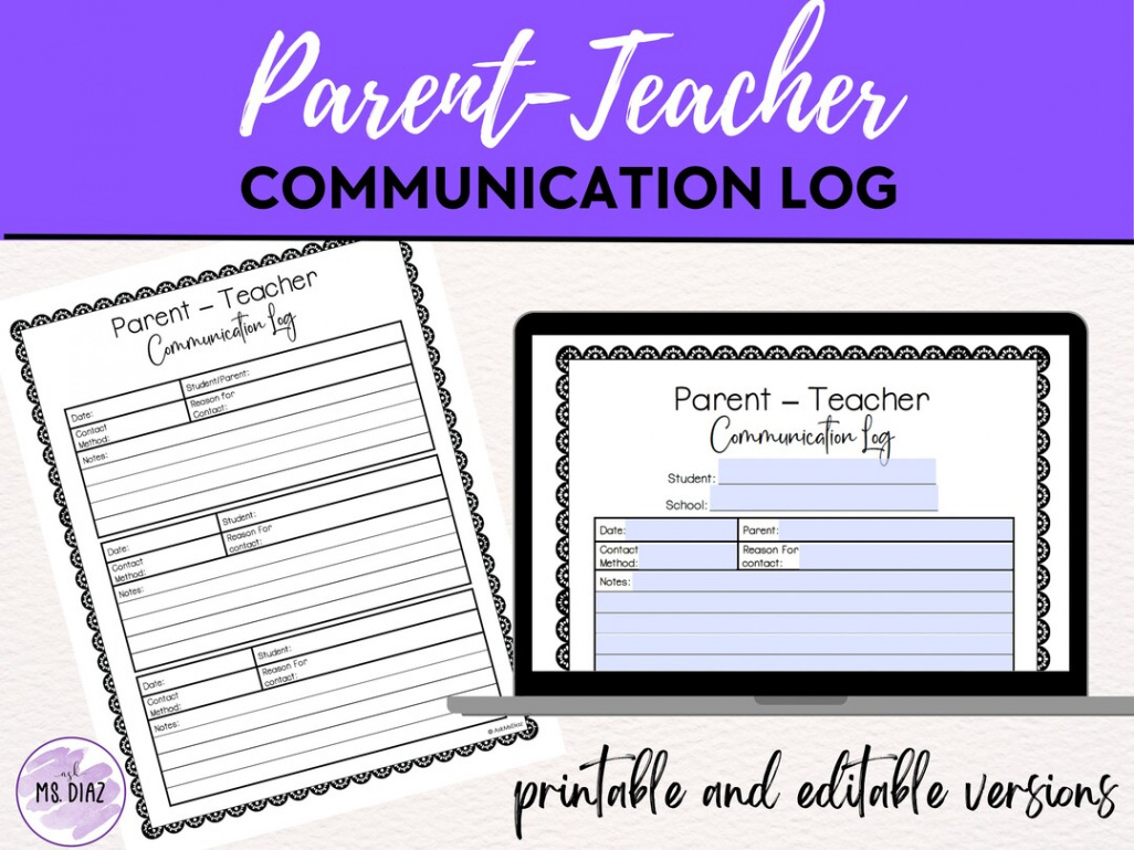 Parent Teacher Communication Log Parent Communication Form