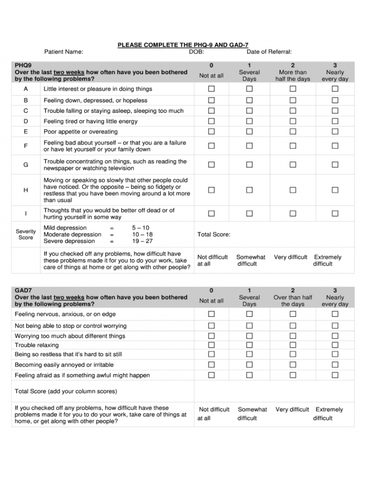 Phq  Gad  - Fill Online, Printable, Fillable, Blank  pdfFiller