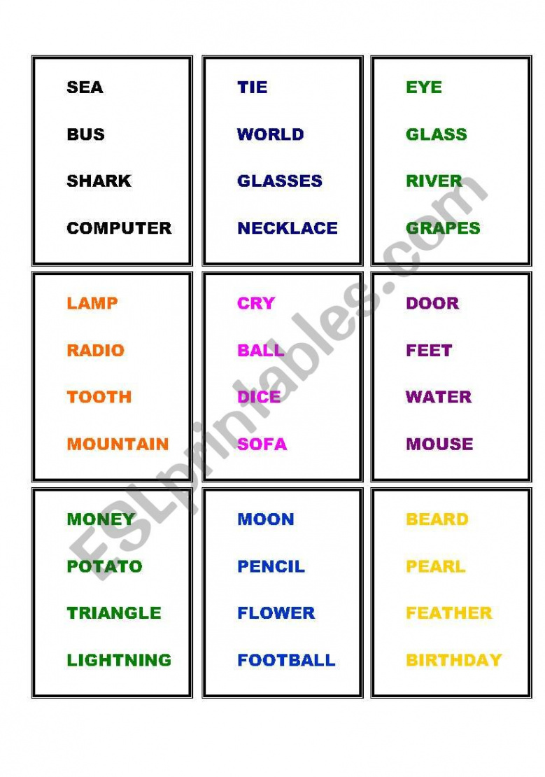 Pictionary cards - ESL worksheet by atlantis