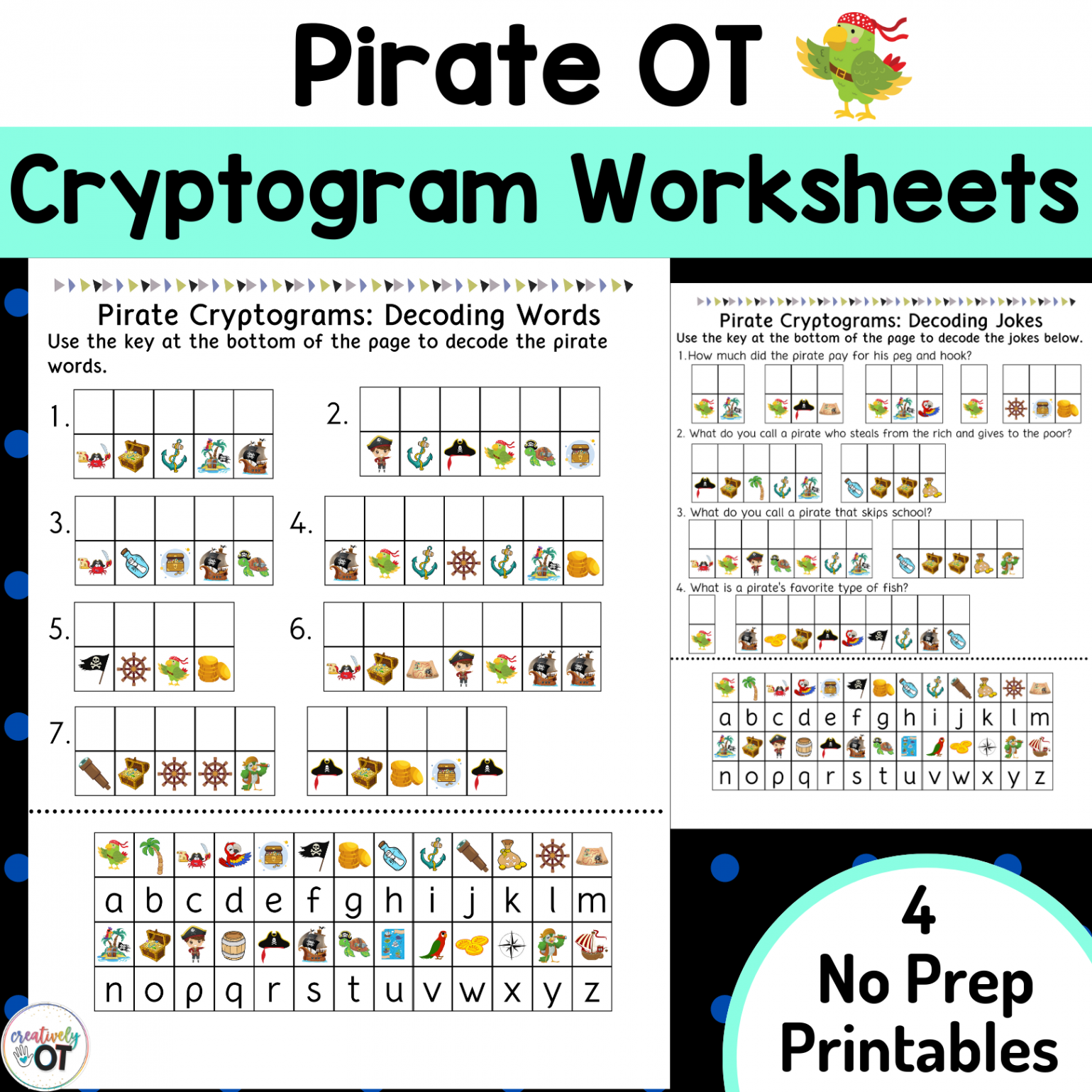 Pirate Cryptogram and Decoding Worksheets  Made By Teachers