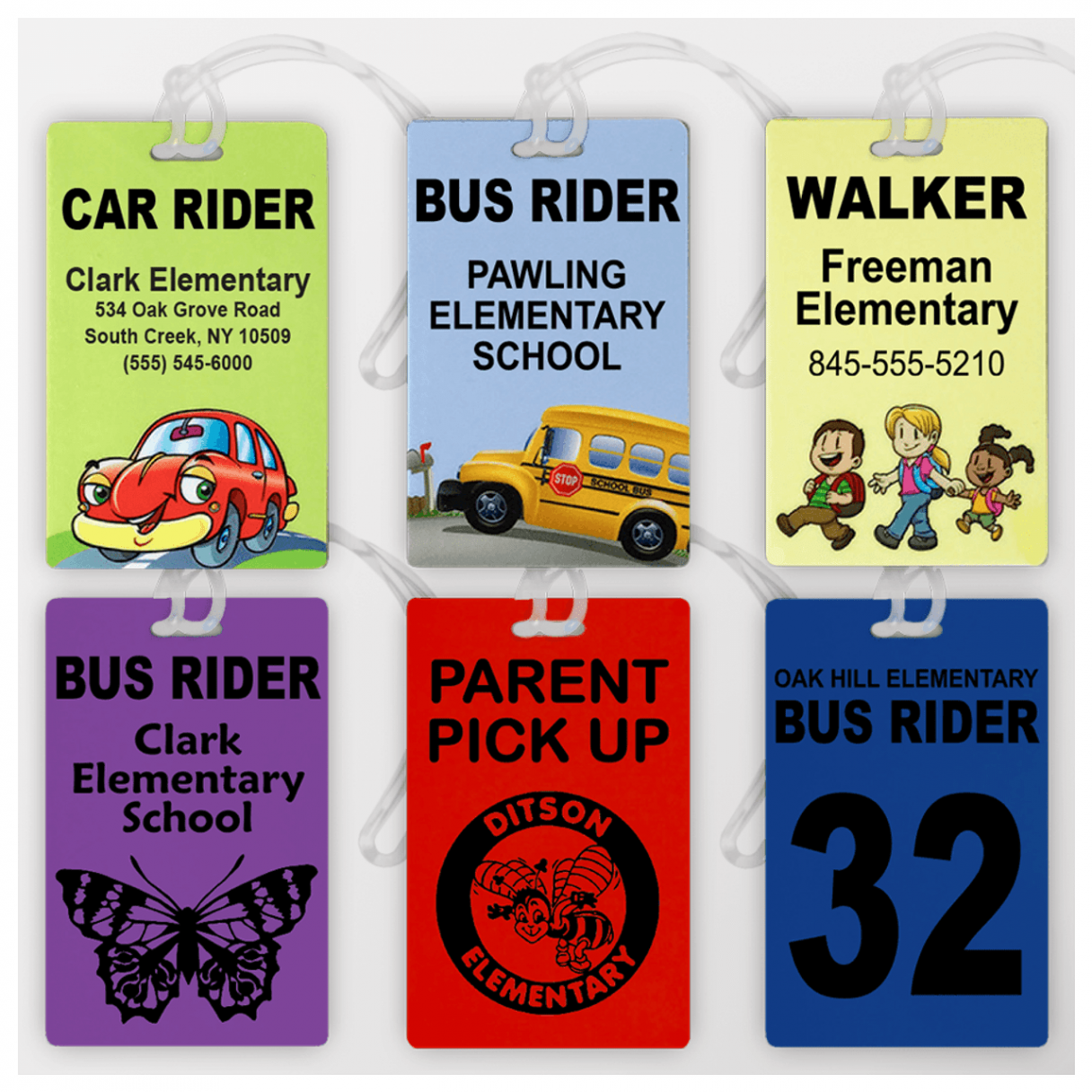 Plastic Bus Tag, Routing Tags with Loop Attachment