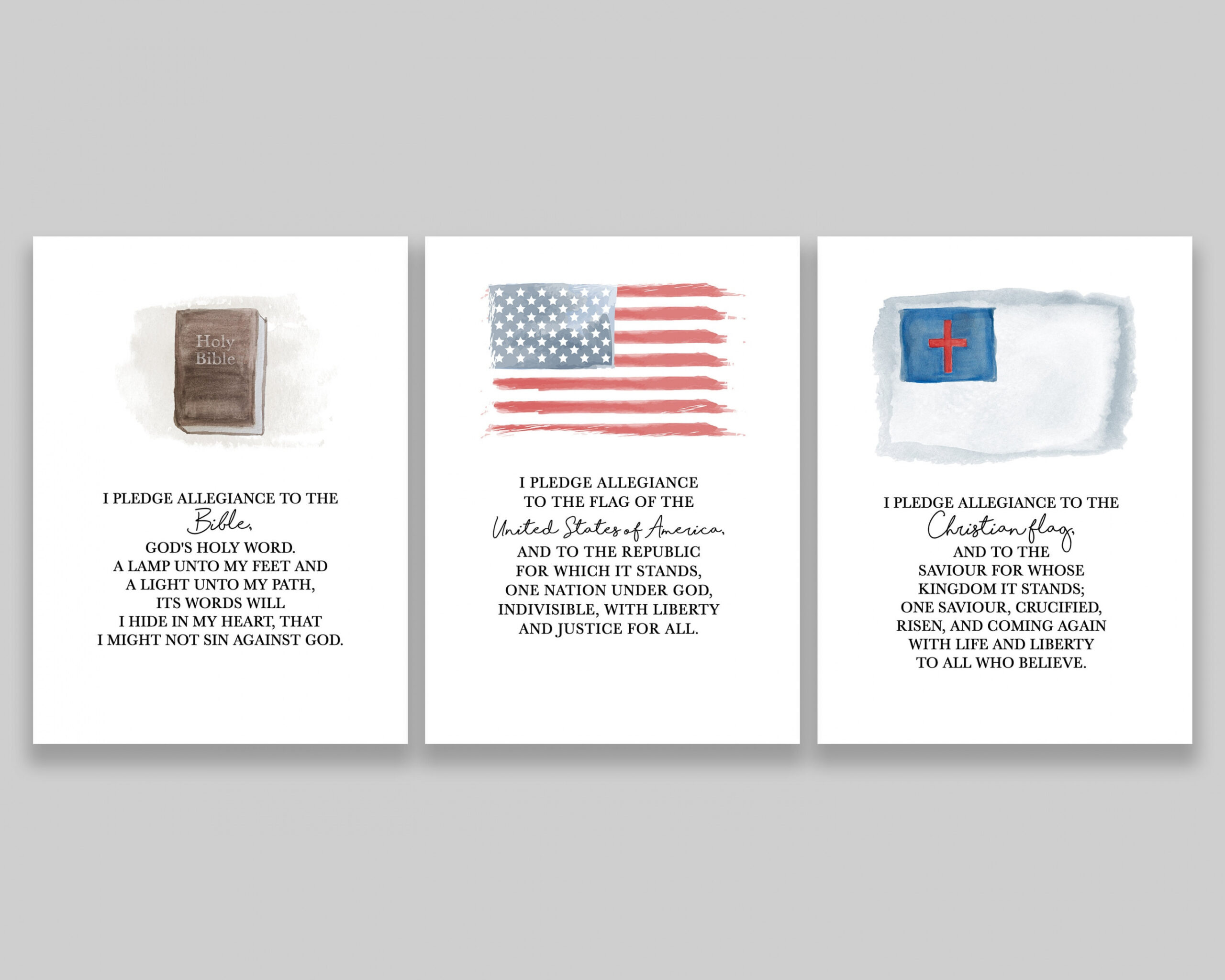 Pledge of Allegiance Print Bundle // United States, Christian Flag