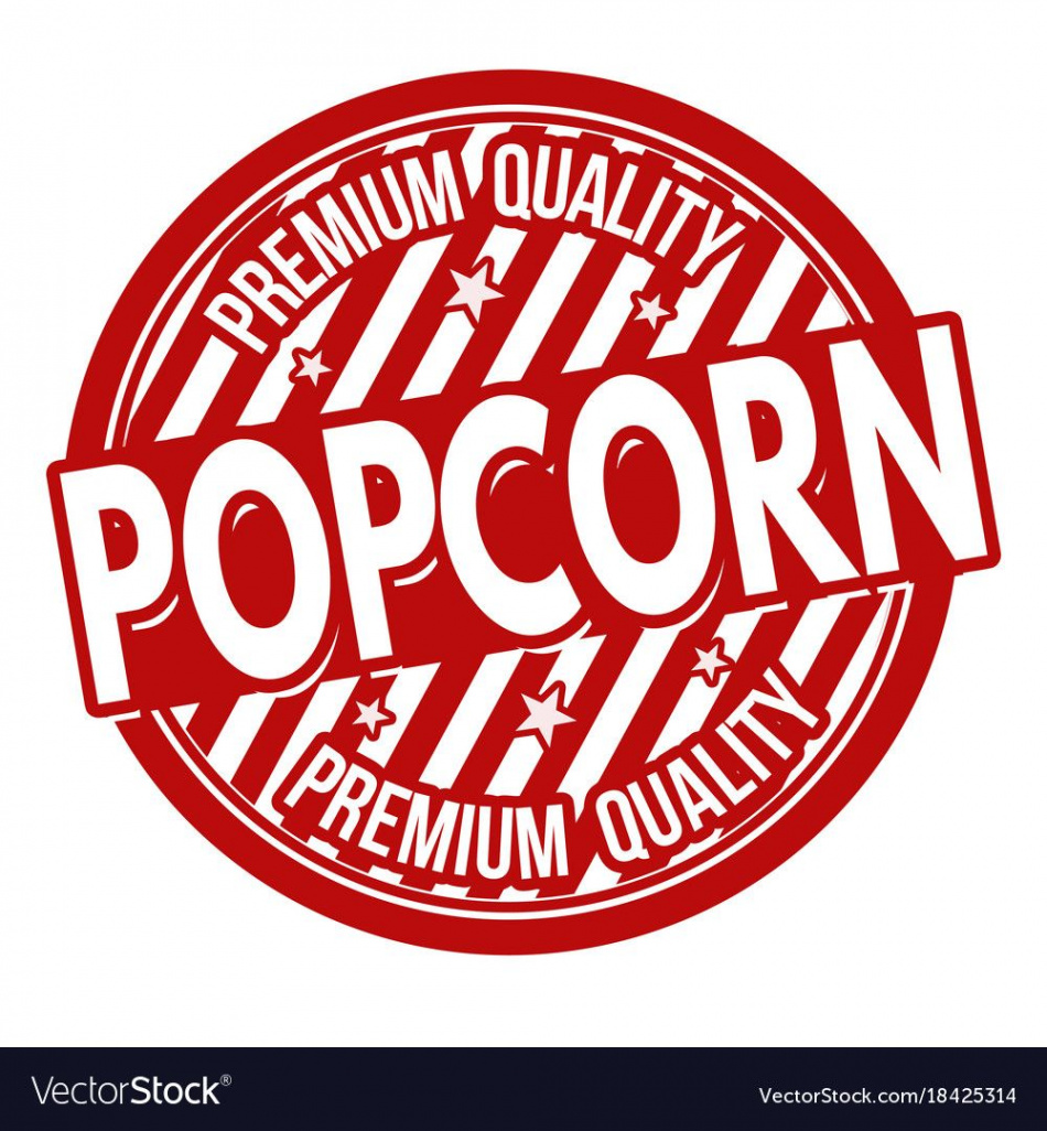 Popcorn label or stamp on white background, vector illustration