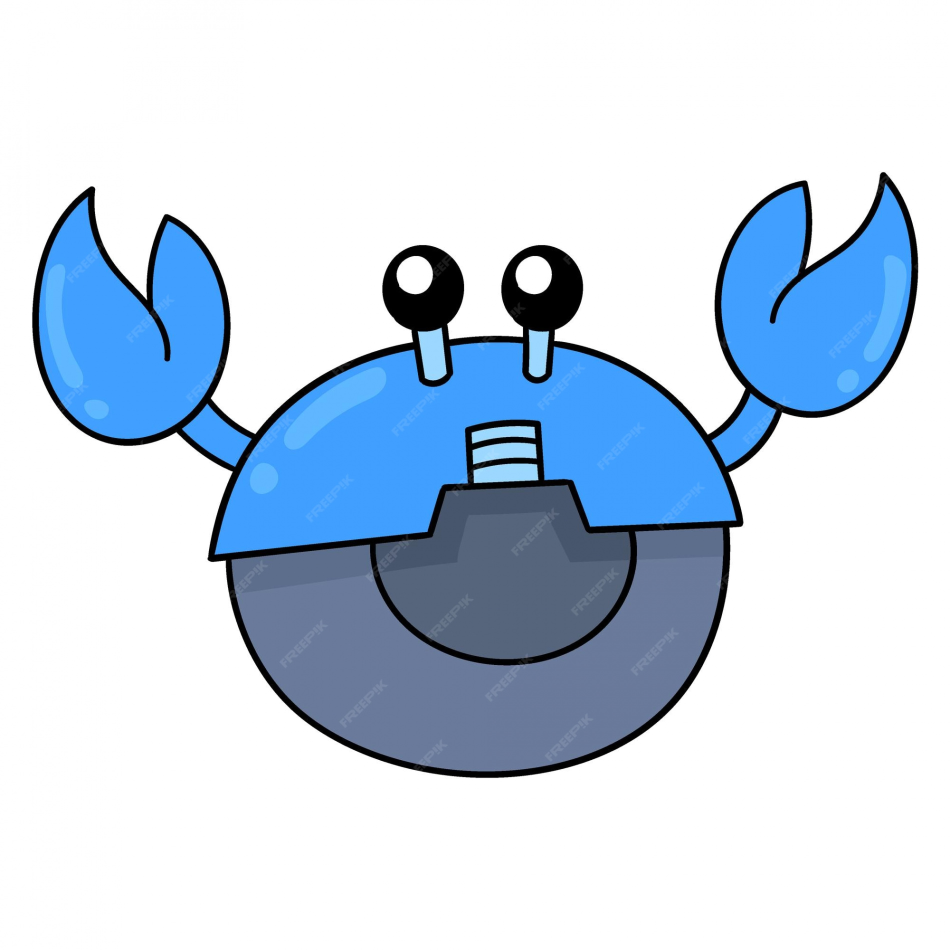 Premium Vector  Big clawed blue robot crab doodle icon drawing