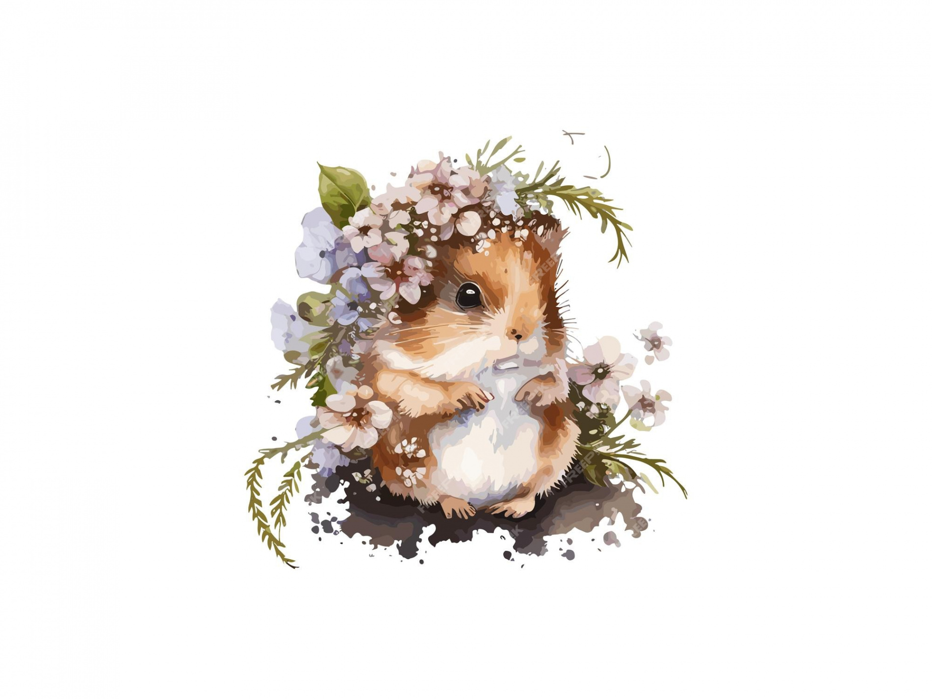 Premium Vector  Cute hamster decorated with flowers vector