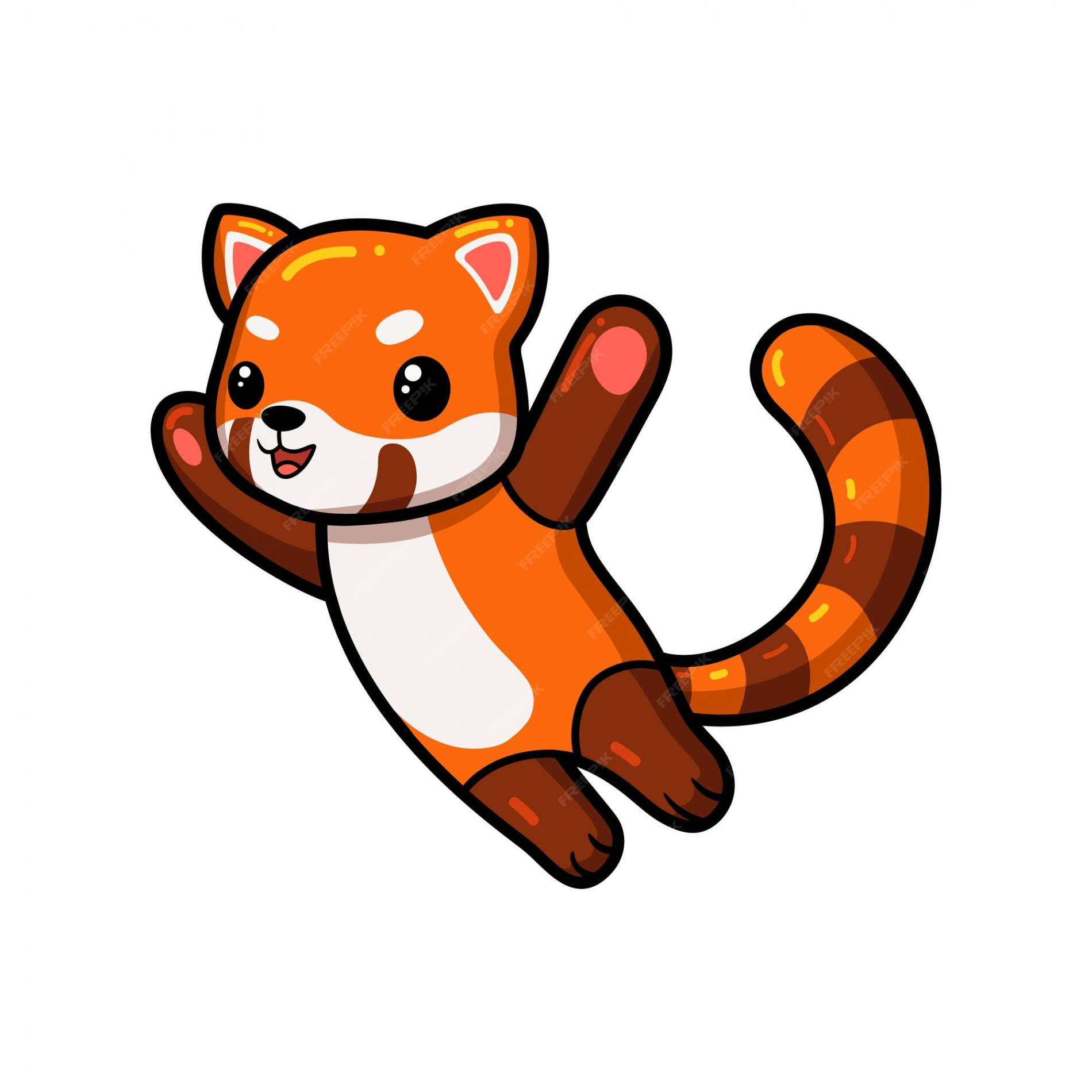 Premium Vector  Cute little red panda cartoon jumping