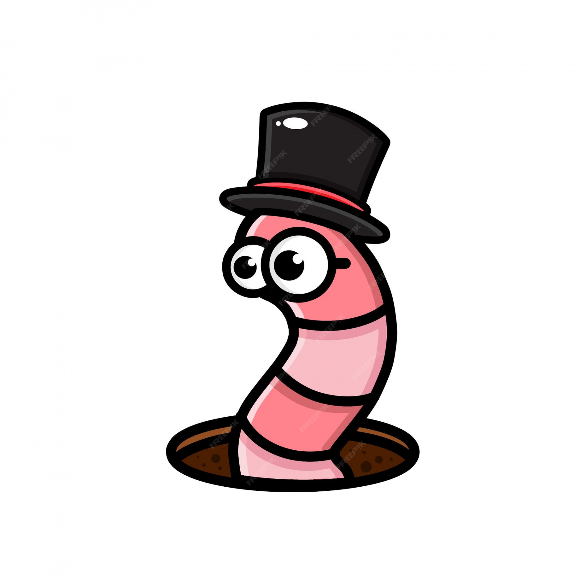 Premium Vector  Worm design with a hat coming out of the hole