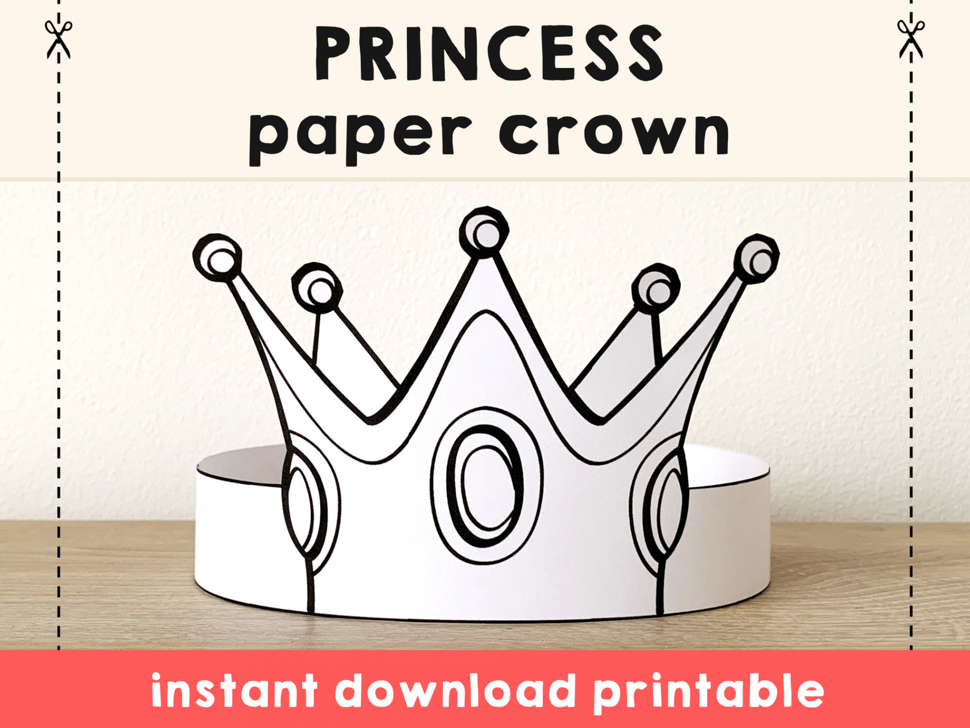 Princess Paper Crown Coloring Printable Kids Craft Princess - Etsy