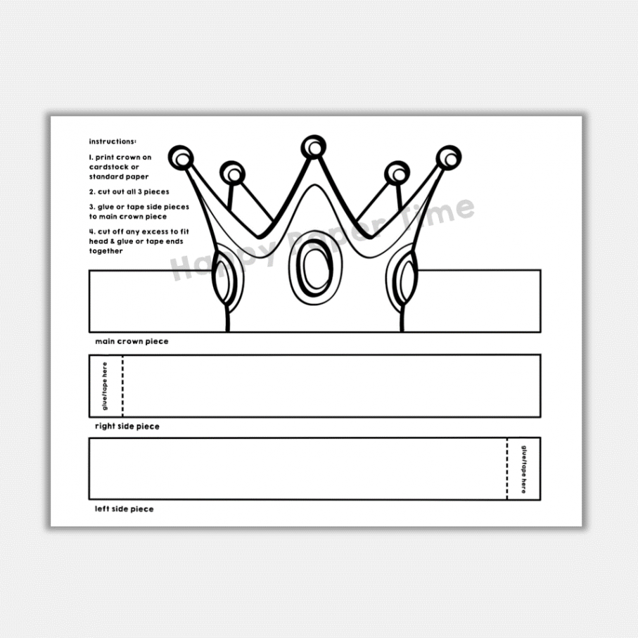 Princess Paper Crown Printable Royal Coloring Craft Activity