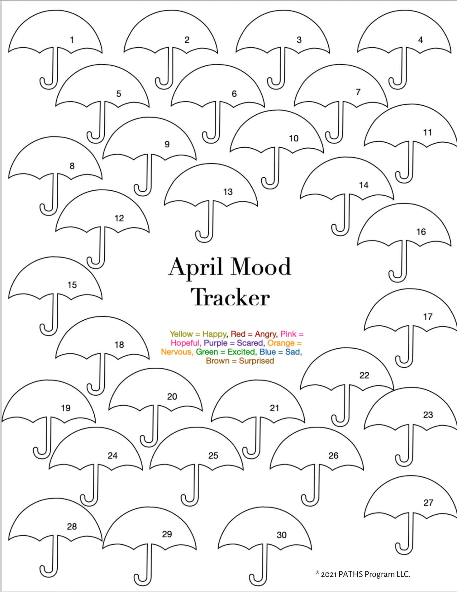 Printable: April Mood Tracker