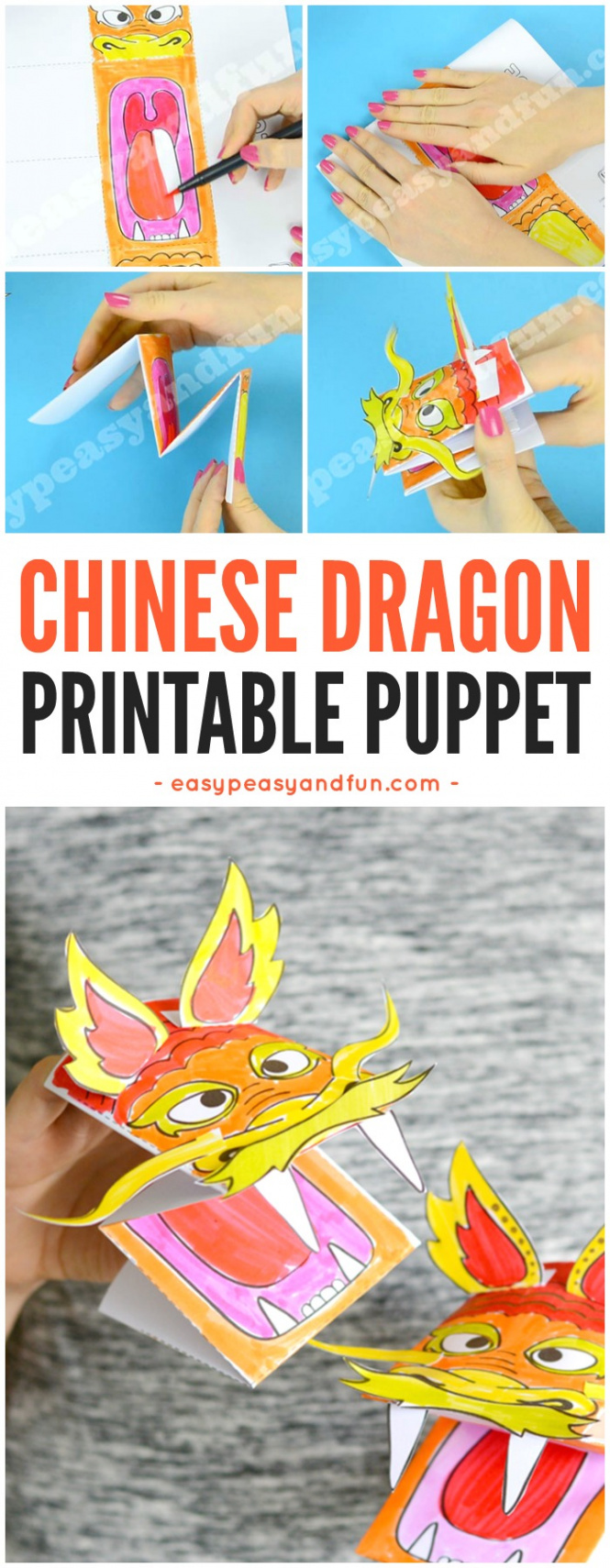 Printable Chinese Dragon Puppet - Easy Peasy and Fun