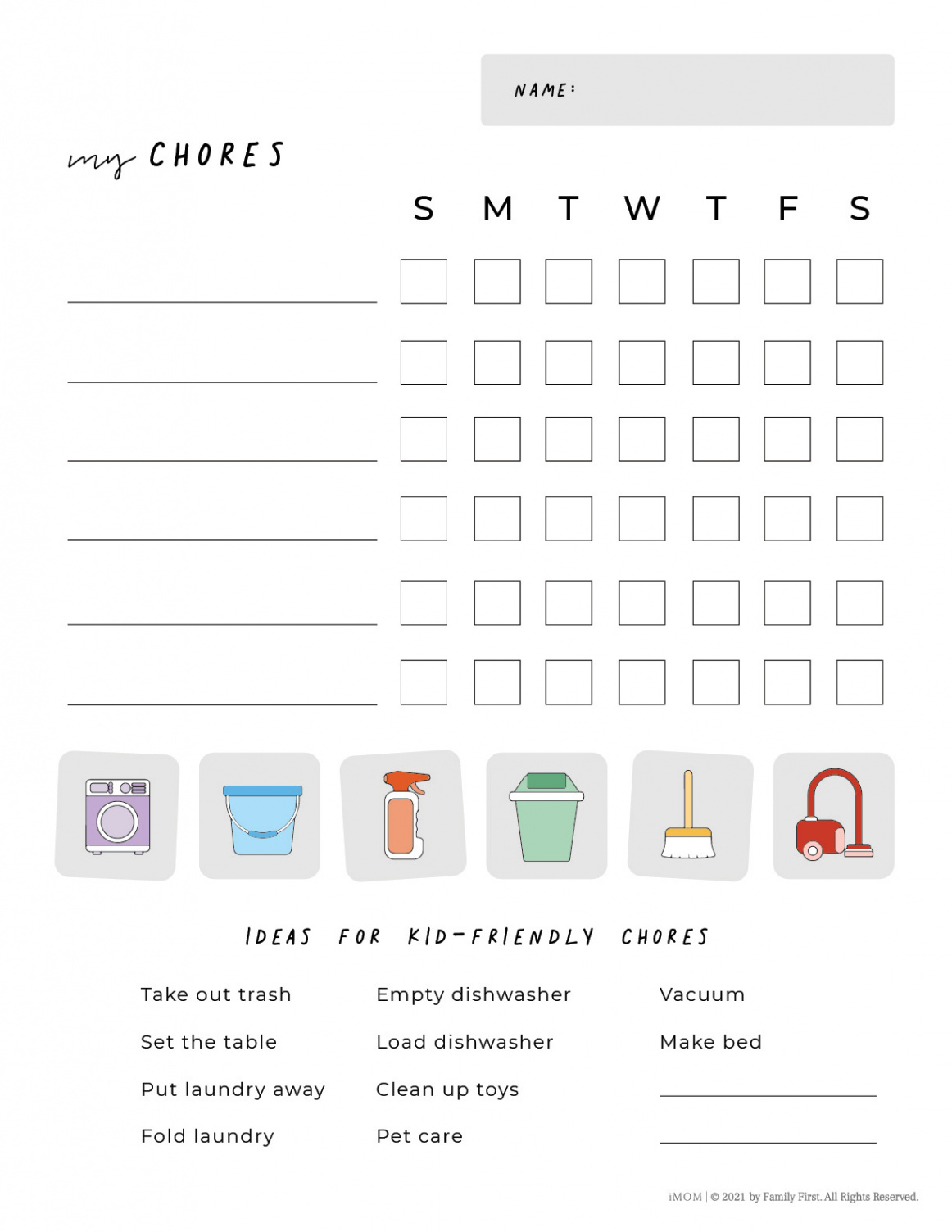 Printable Chore Chart for Kids - iMOM