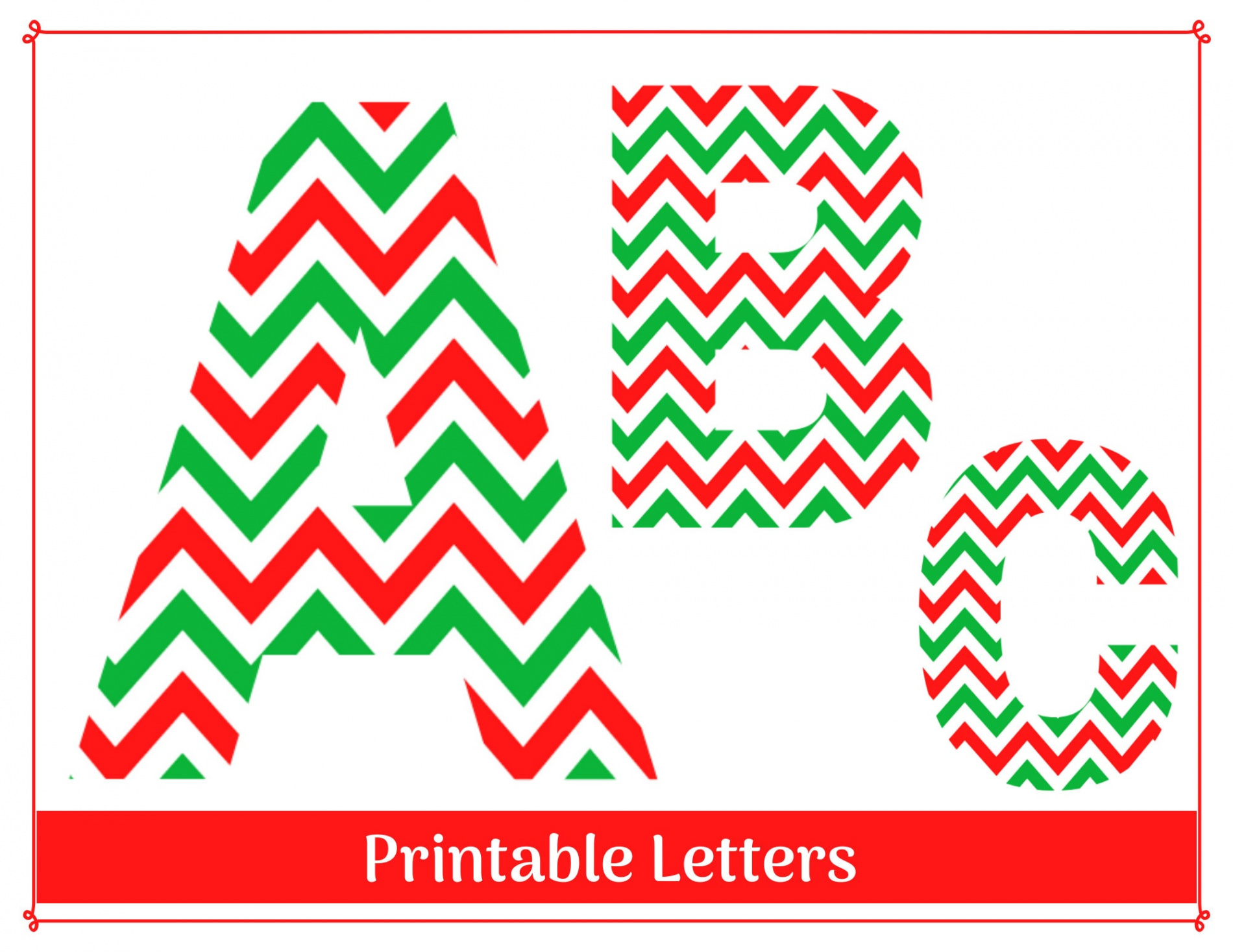 Printable Christmas Alphabet Letters Red & Green Chevron - Etsy Canada