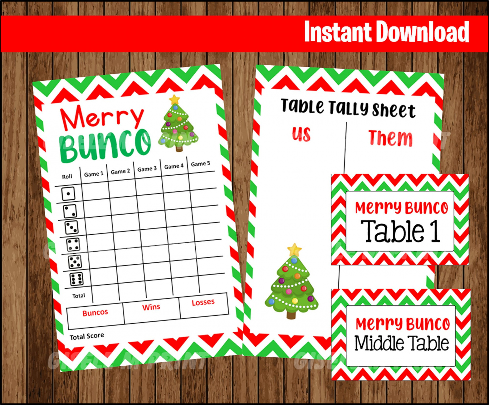 Printable Christmas Bunco Score Sheet Printable Bunco Set - Etsy