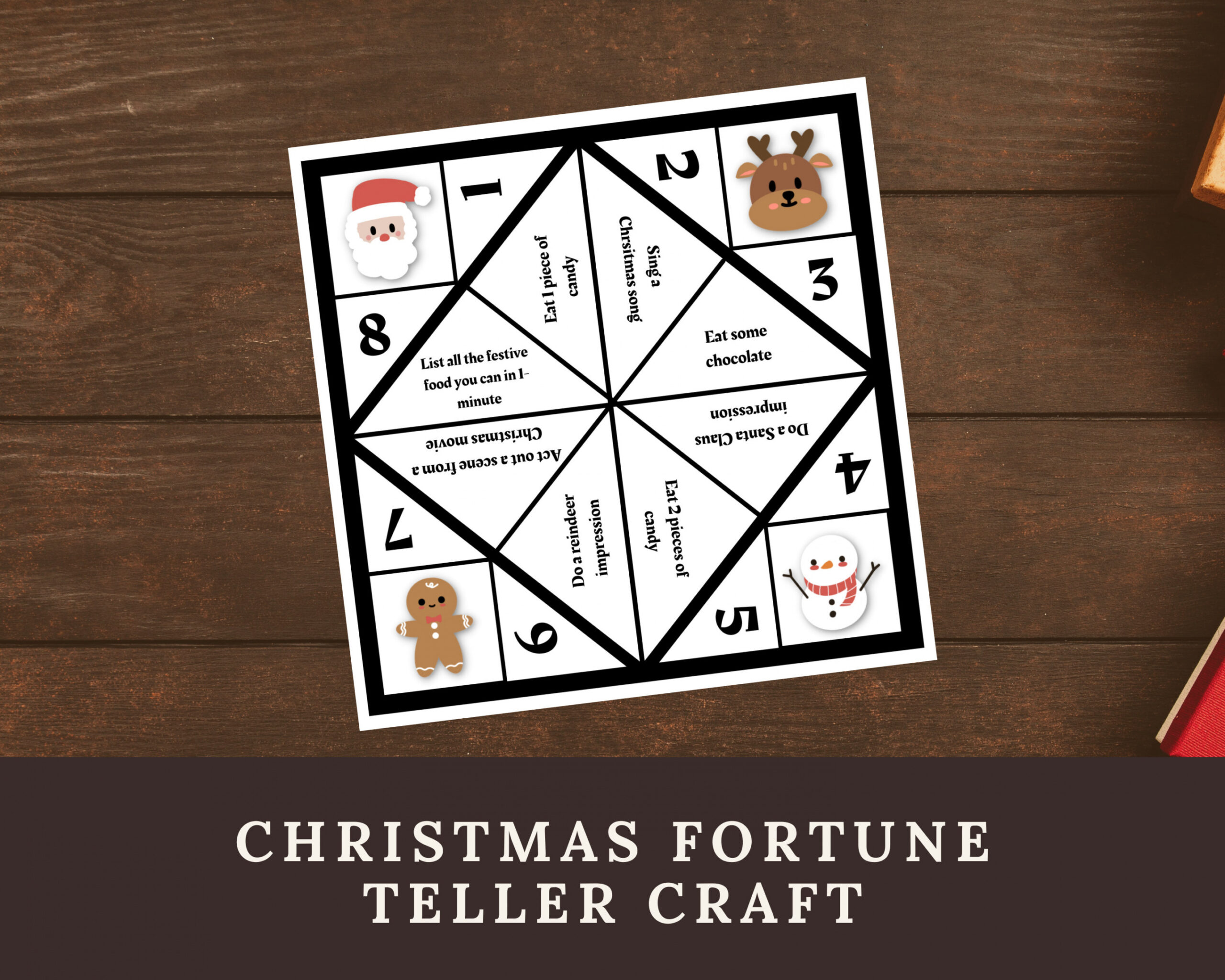 Printable Christmas Fortune Teller for Kids Cootie Catcher - Etsy