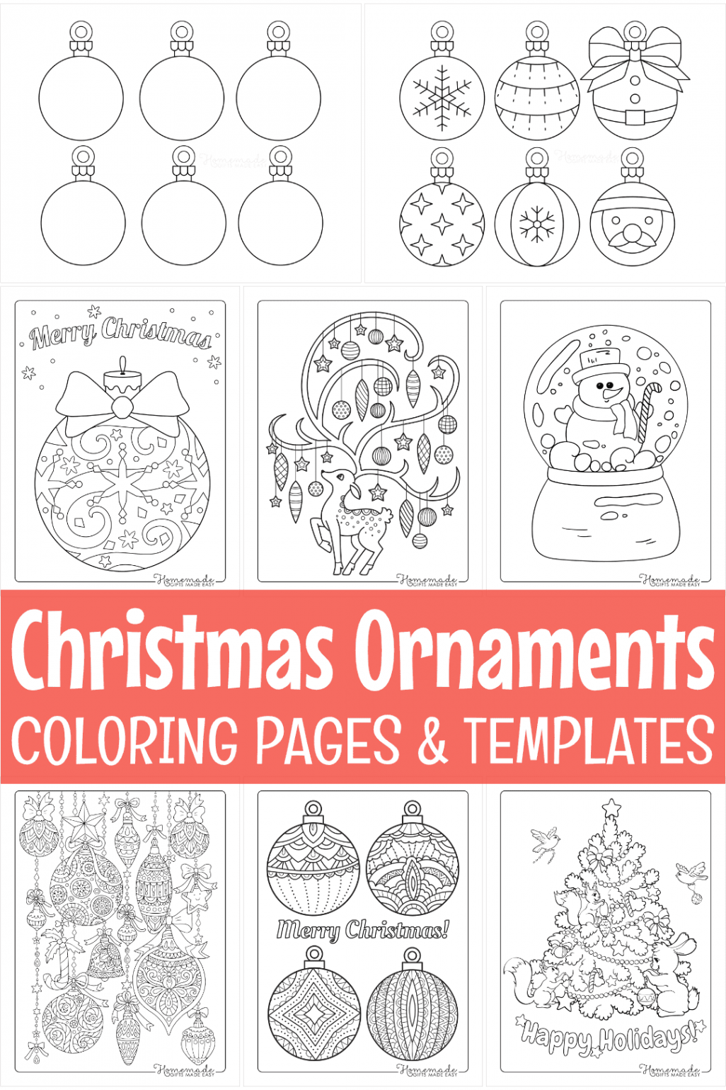 Printable Christmas Ornaments, Coloring Pages, & Blank Templates