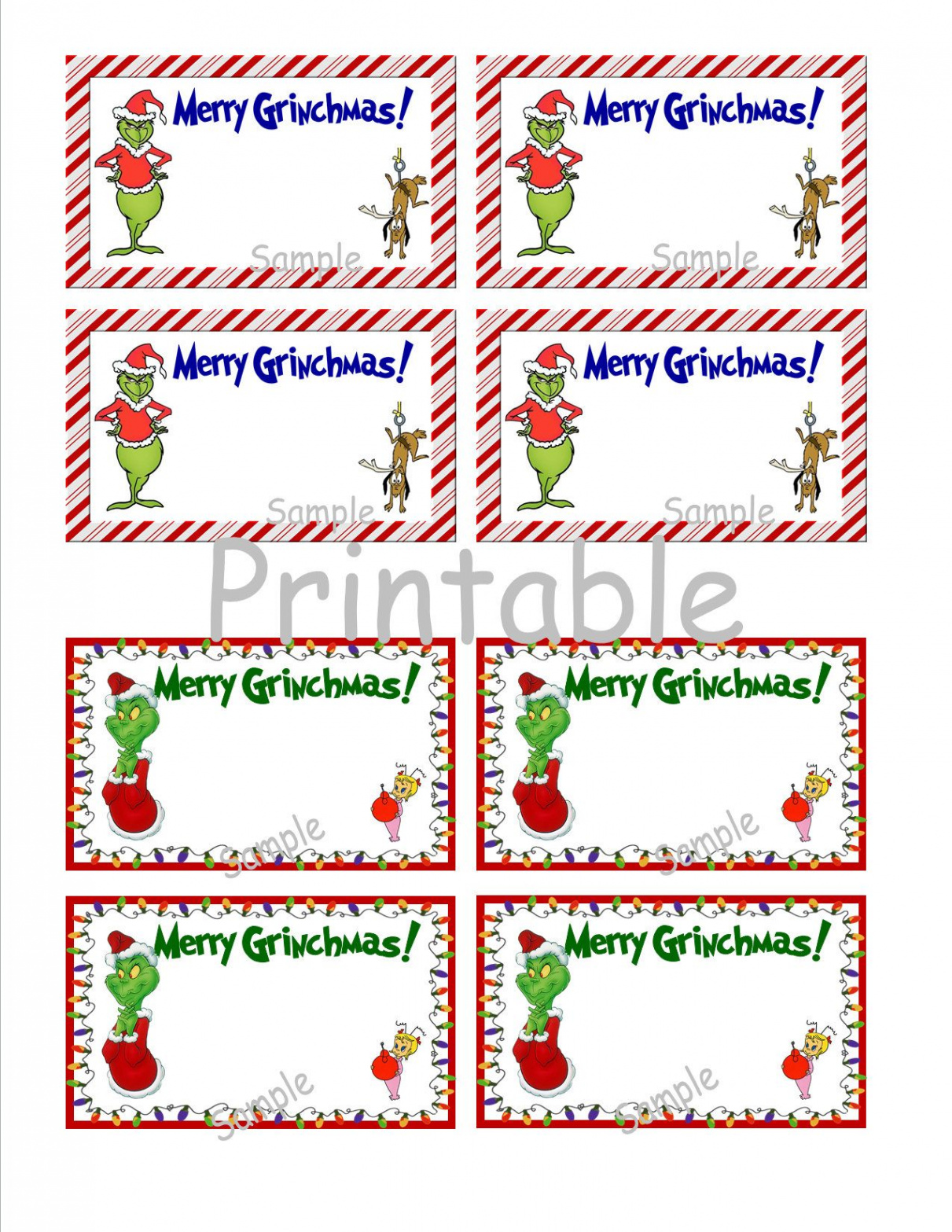 PRINTABLE digital Download Sheet of Grinch Christmas Labels - Etsy