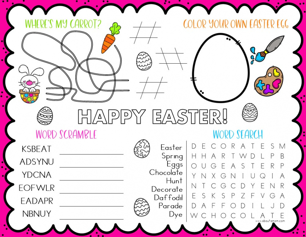 Printable Easter Activity Sheet for Kids - About a Mom