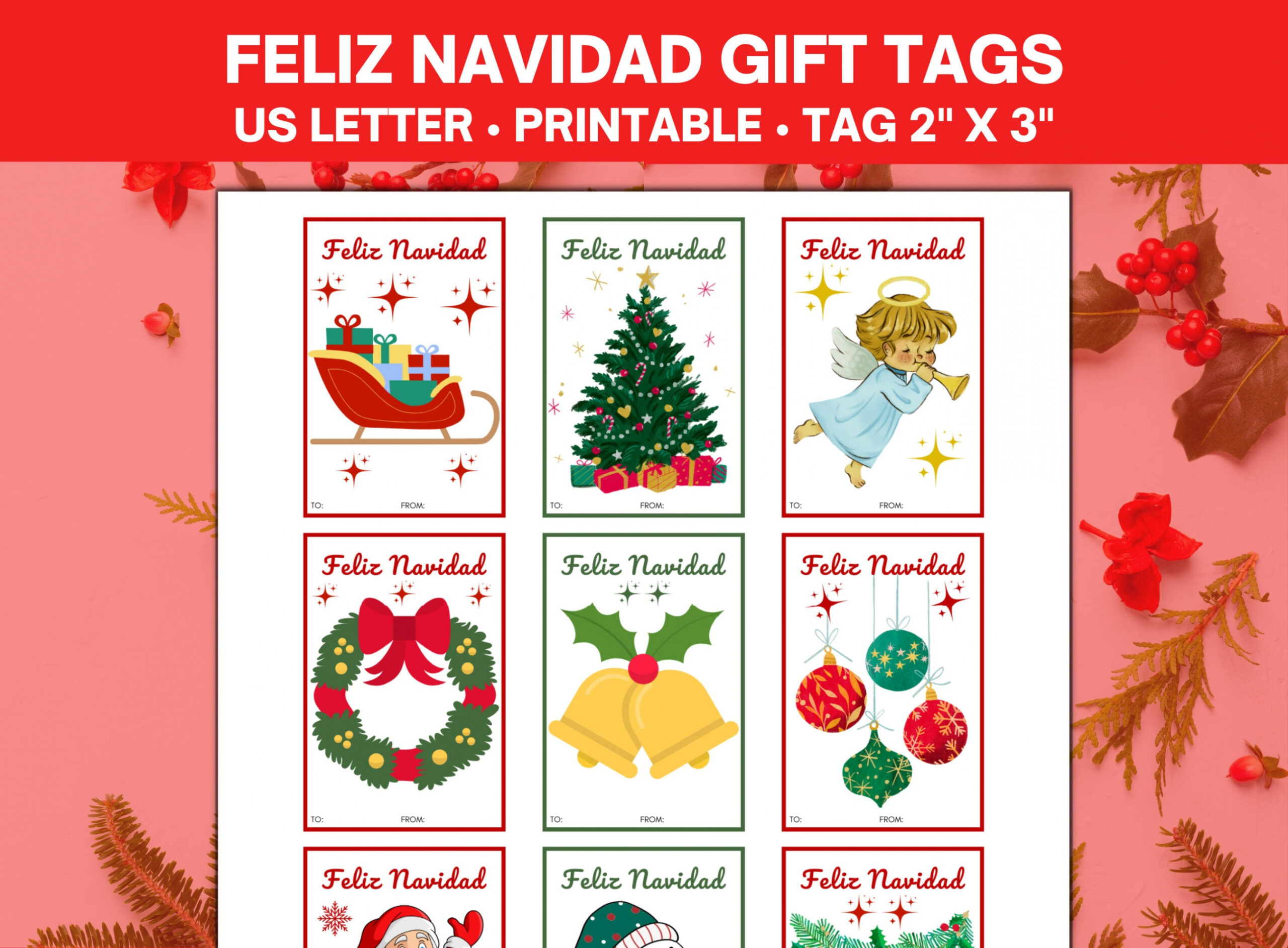 Printable Gift Tags Feliz Navidad Printable Gift Tags - Etsy