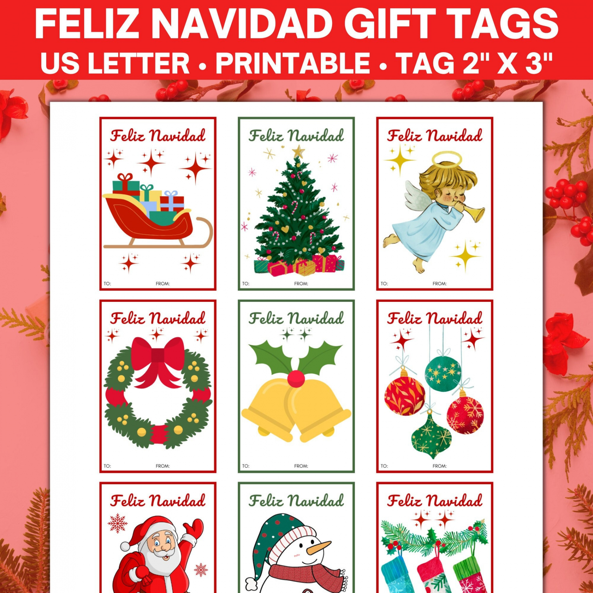 Printable Gift Tags Feliz Navidad Printable Gift Tags - Etsy