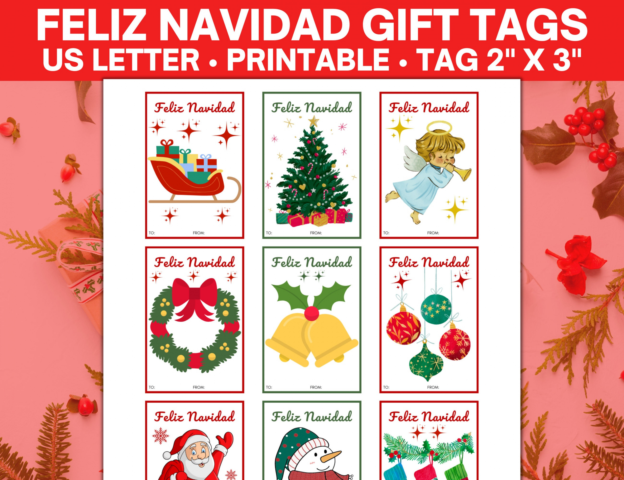 Printable Gift Tags Feliz Navidad Printable Gift Tags - Etsy