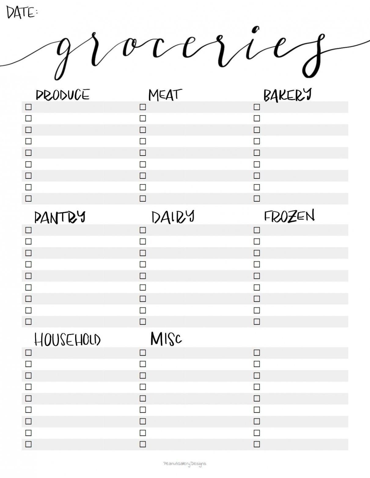 Printable Grocery List Template PDF Instand Download - Etsy