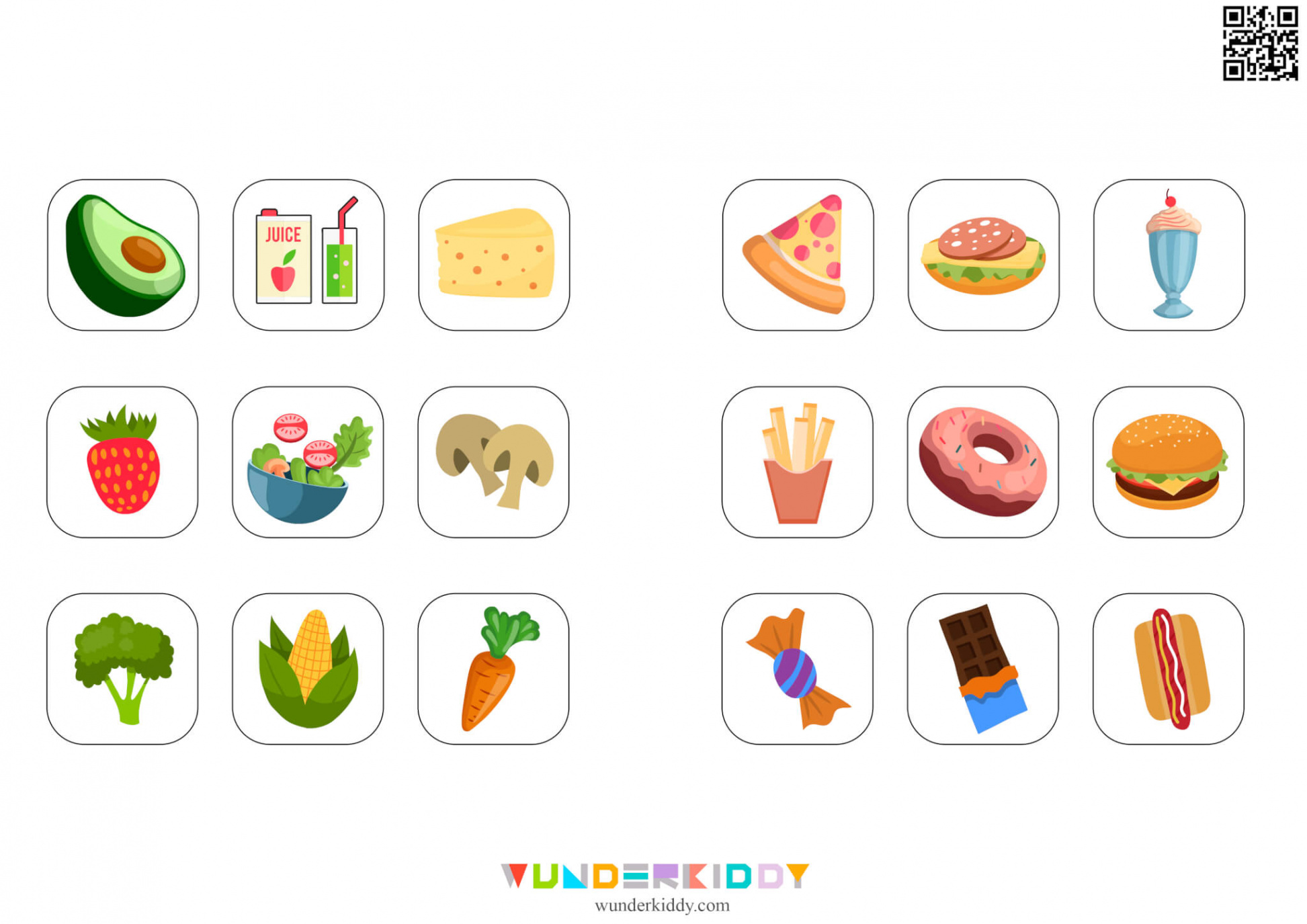 Printable Healthy and Unhealthy Food Worksheet PDF for Kids