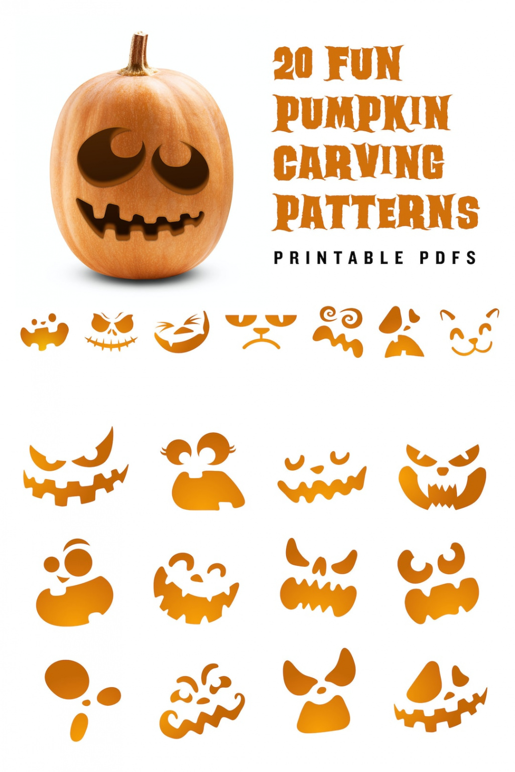 Printable Jack-o-lantern Pumpkin Carving Patterns for Halloween