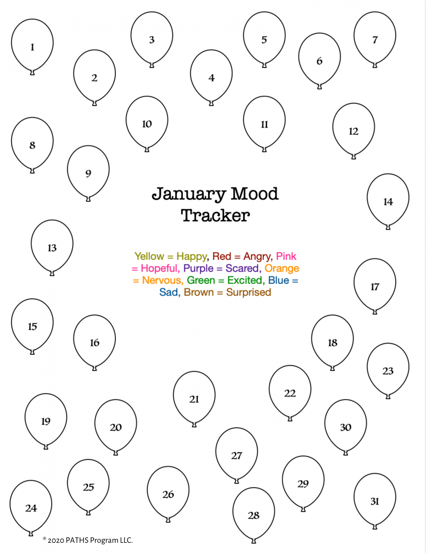 Printable: January Mood Tracker