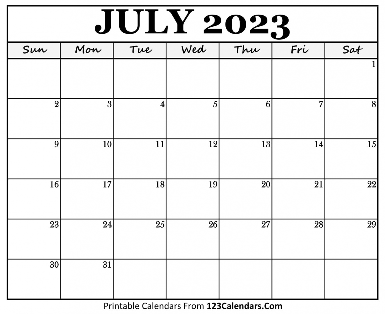 Printable July  Calendar Templates - Calendars