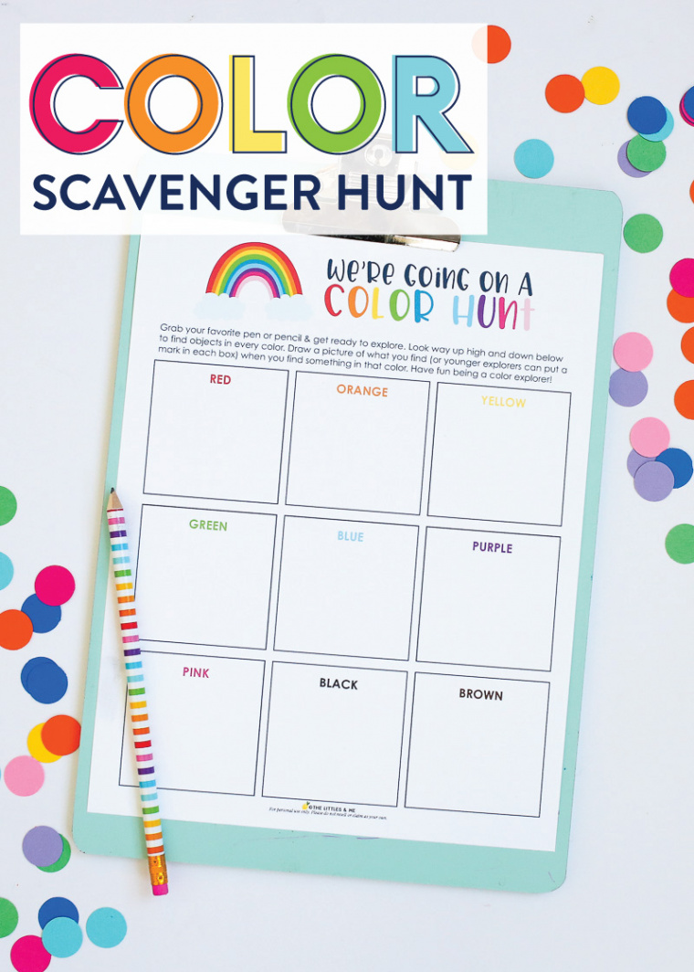 Printable Kids Color Scavenger Hunt (+ Rainbow Kebab Snack Idea)