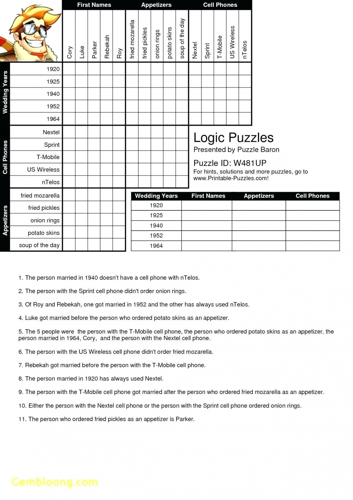 Printable Logic Puzzle Grid Blank  Grid puzzles, Logic puzzles