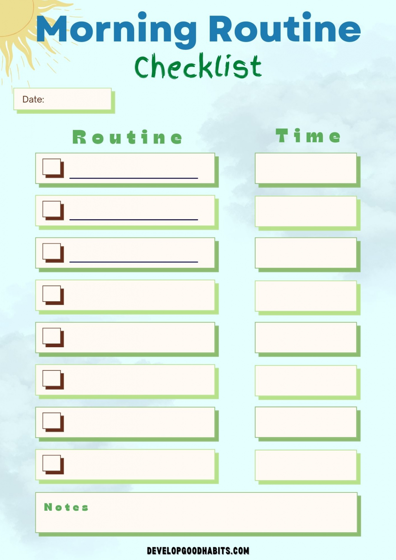 Printable Morning Routine Checklists for Adults & Students