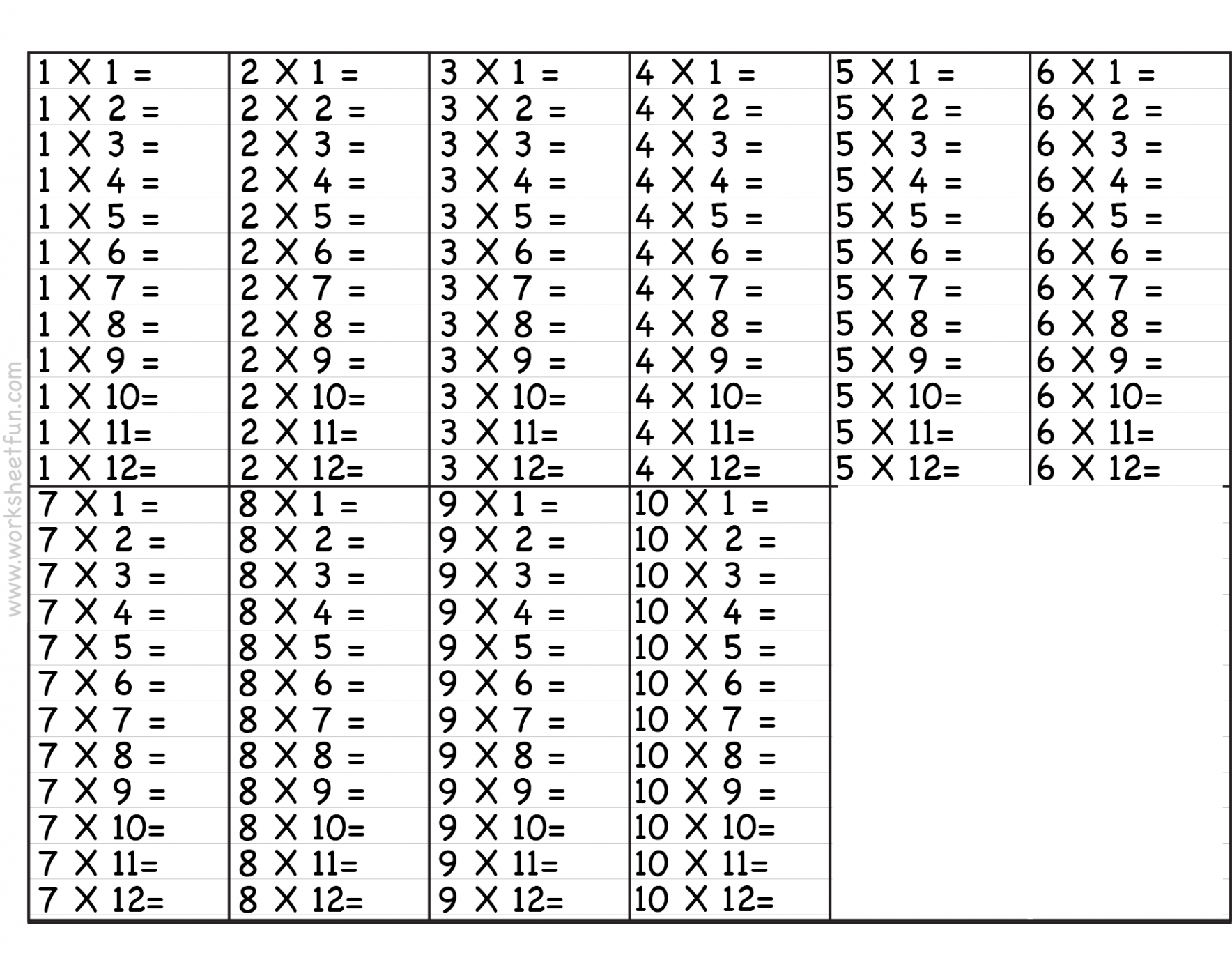 Printable Multiplication Table -0 Chart  Multiplication, rd