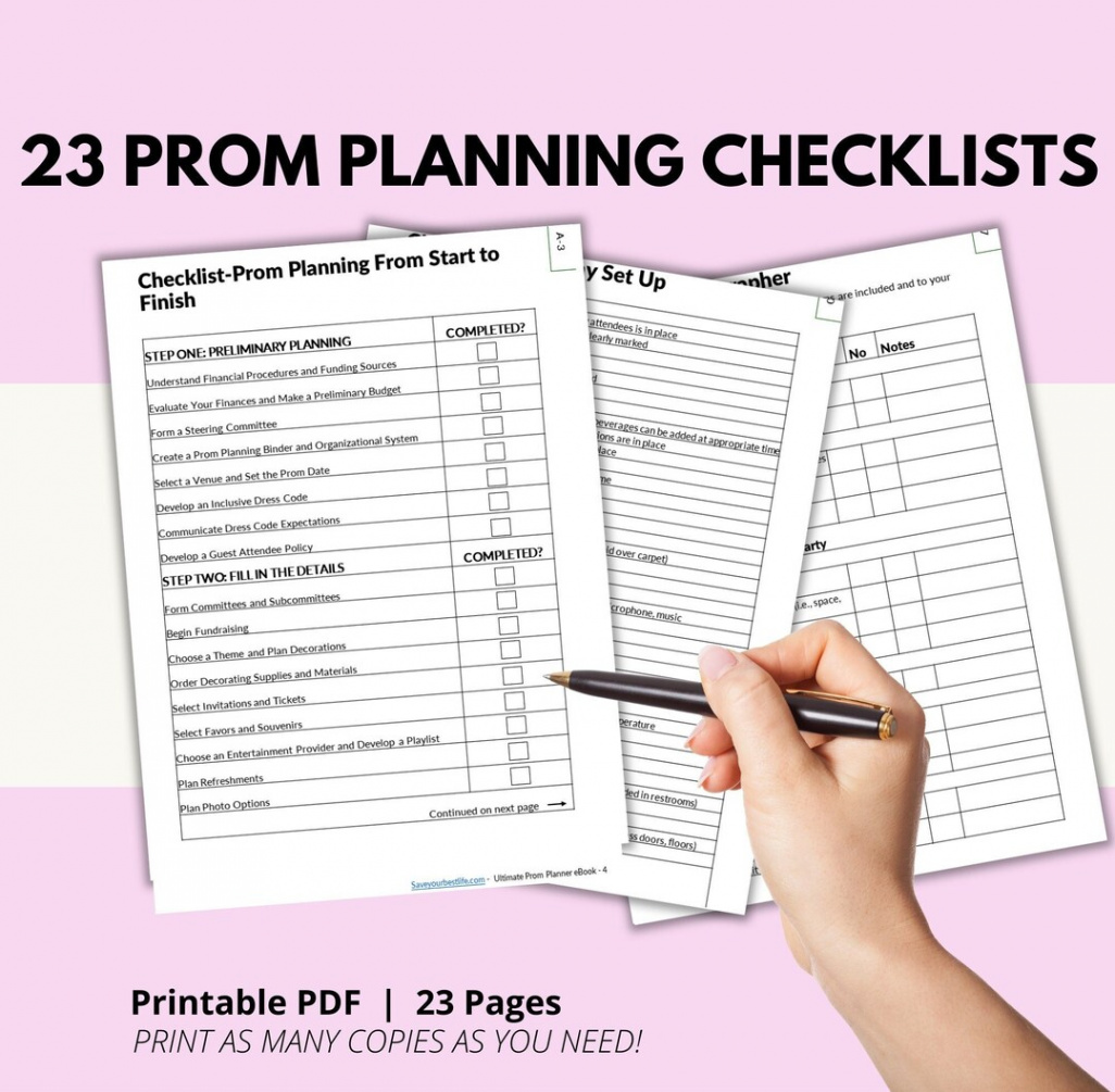 Printable Prom Checklists High School Prom Planning (Instant Download) -  Etsy