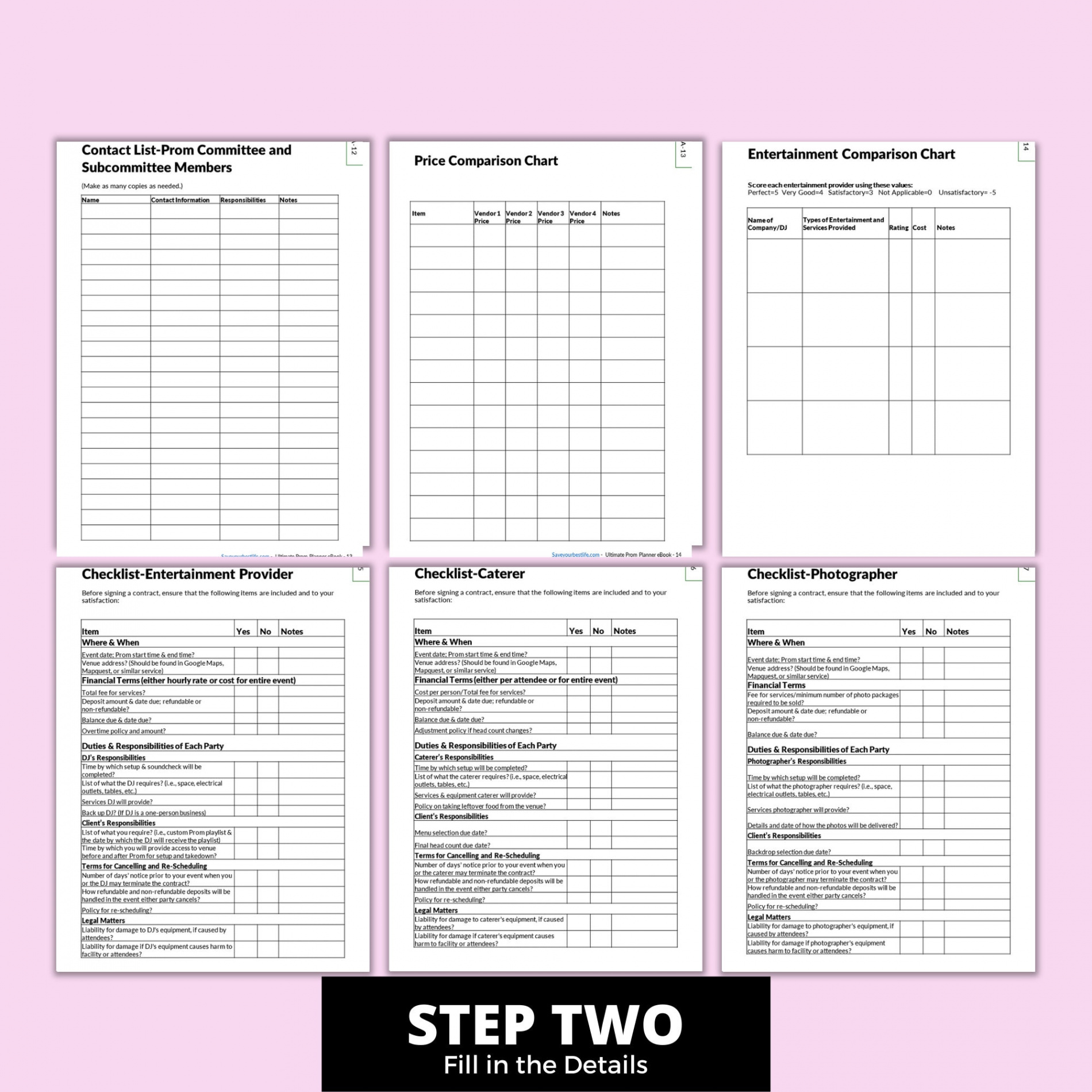 Printable Prom Checklists High School Prom Planning (Instant