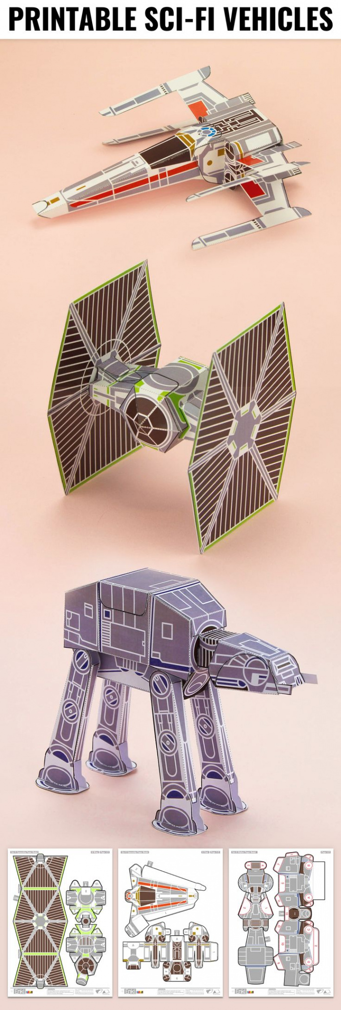 Printable Space Ship Sci-Fi Paper Toy Craft - Fold Up Toys, Star