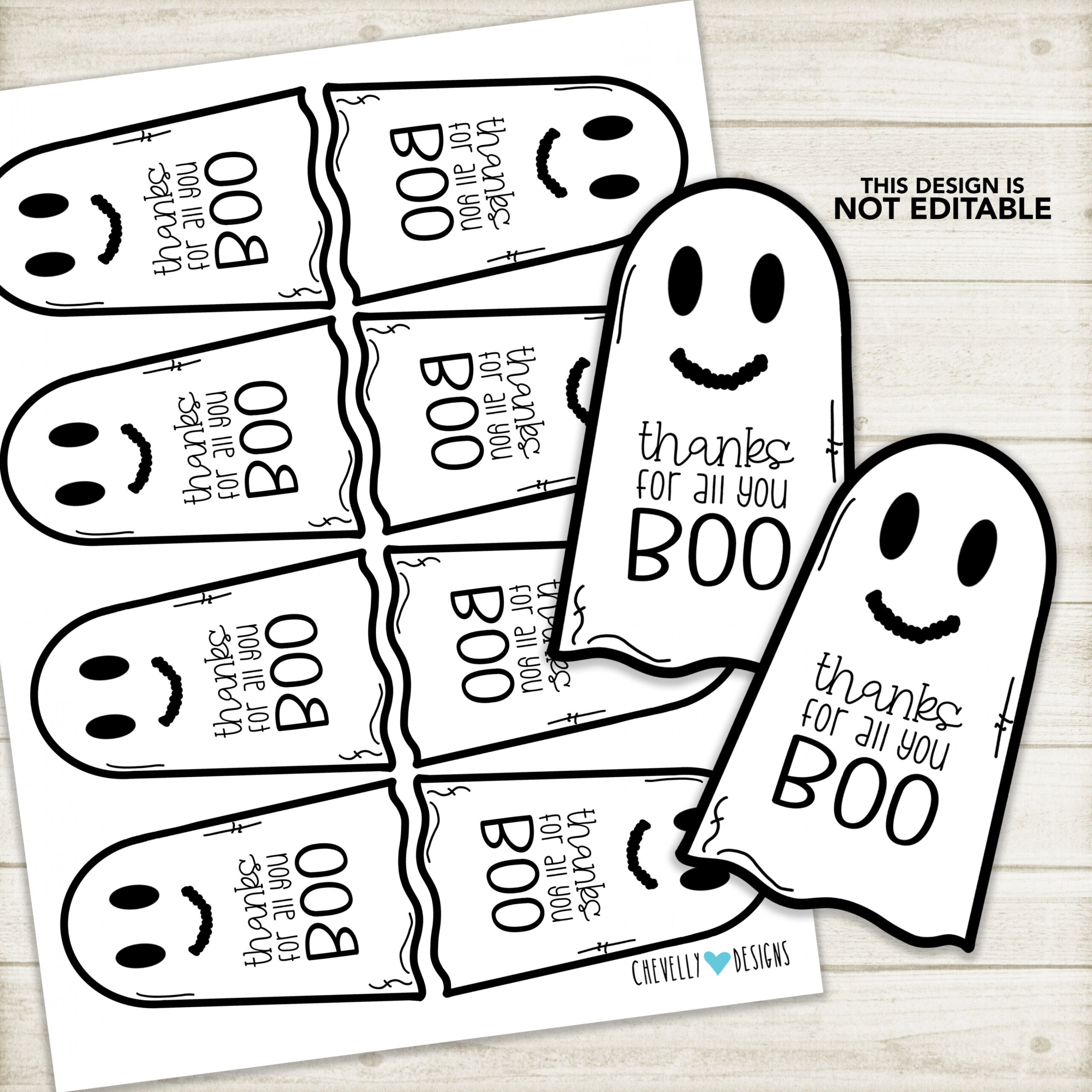 Printable - Thanks for all you BOO Ghost Gift Tags for Halloween