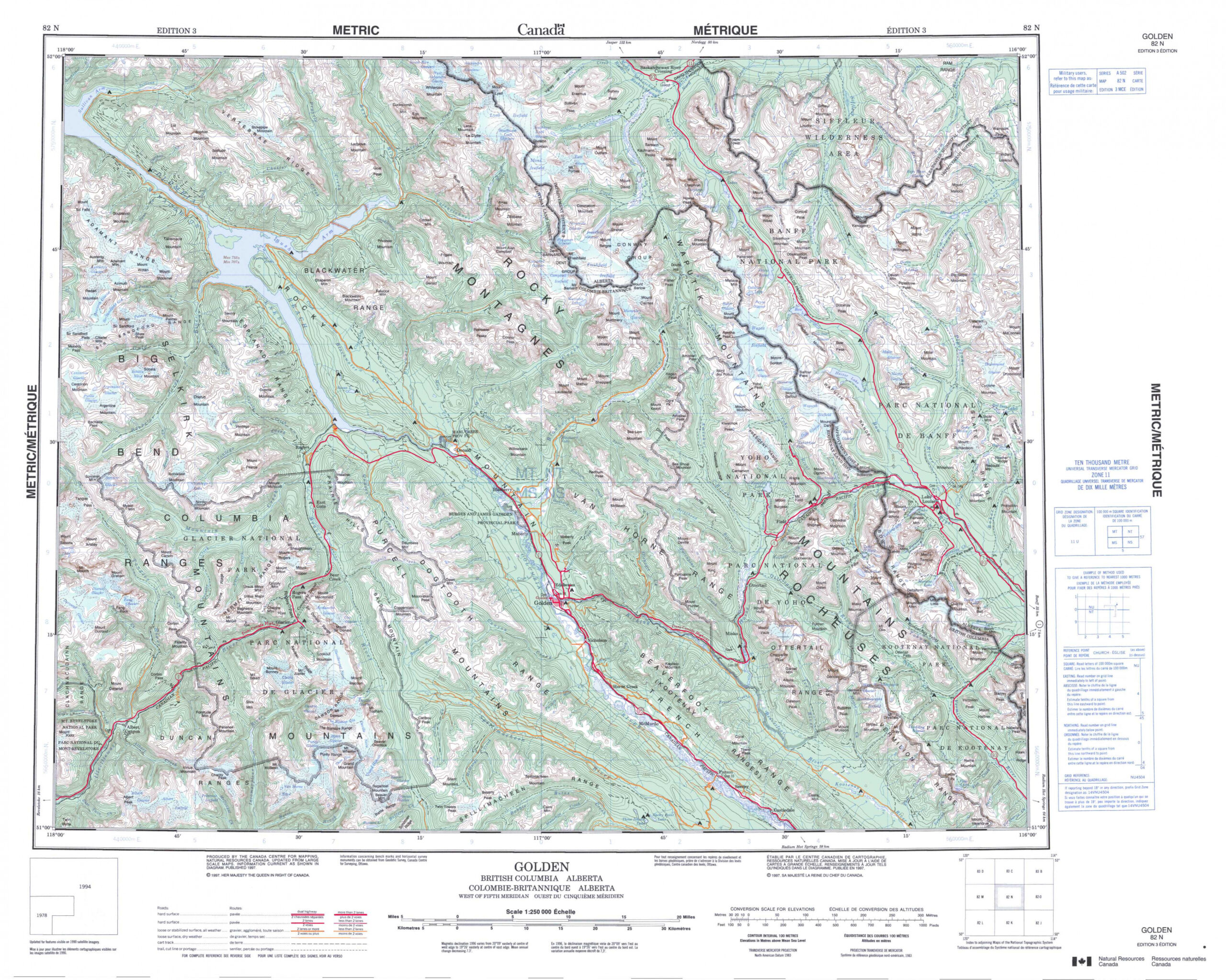 Printable Topographic Map of Golden N, AB