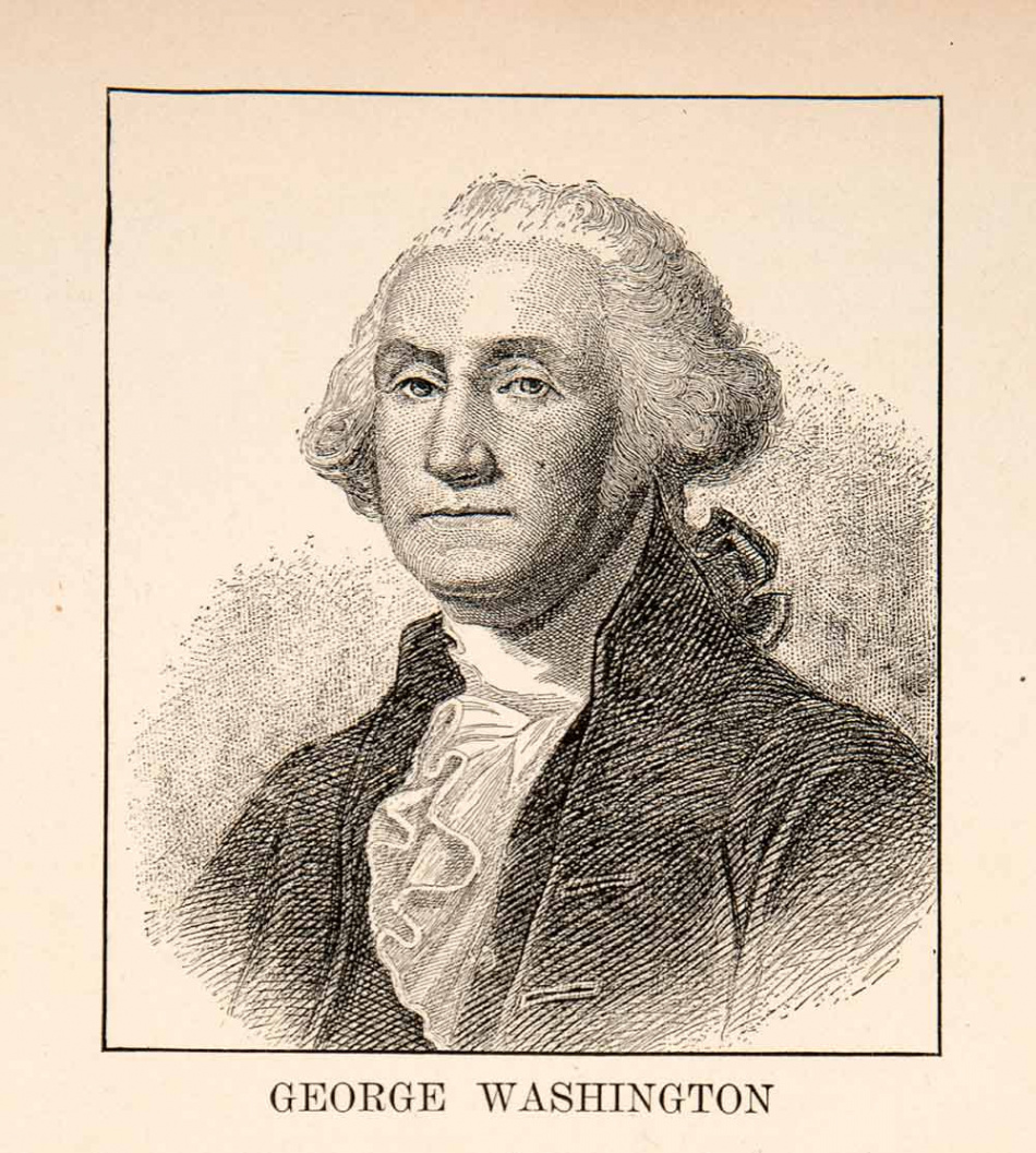 Printn Portrait George Washington First President United States X