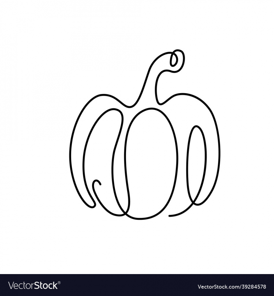 Pumpkin drawing continuous line Royalty Free Vector Image