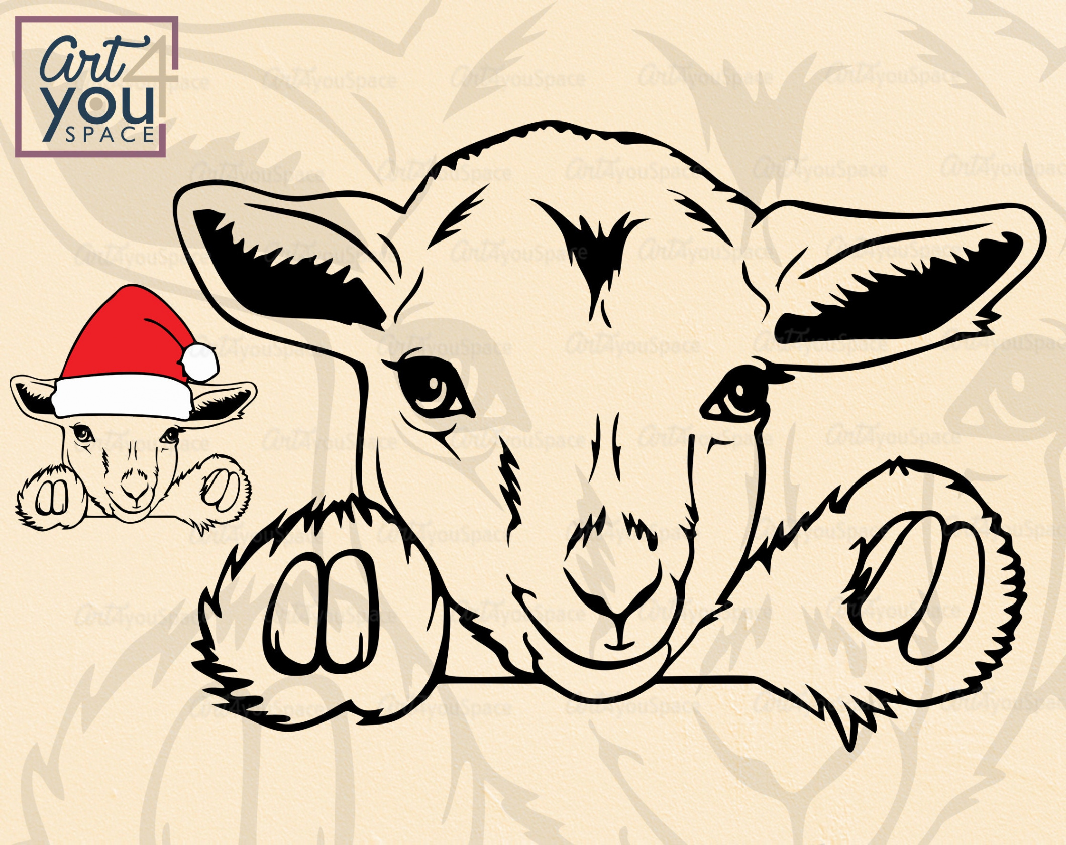 Pygmy Goat Kid Svg Files Cricut, Cute Animal Clipart, Christmas