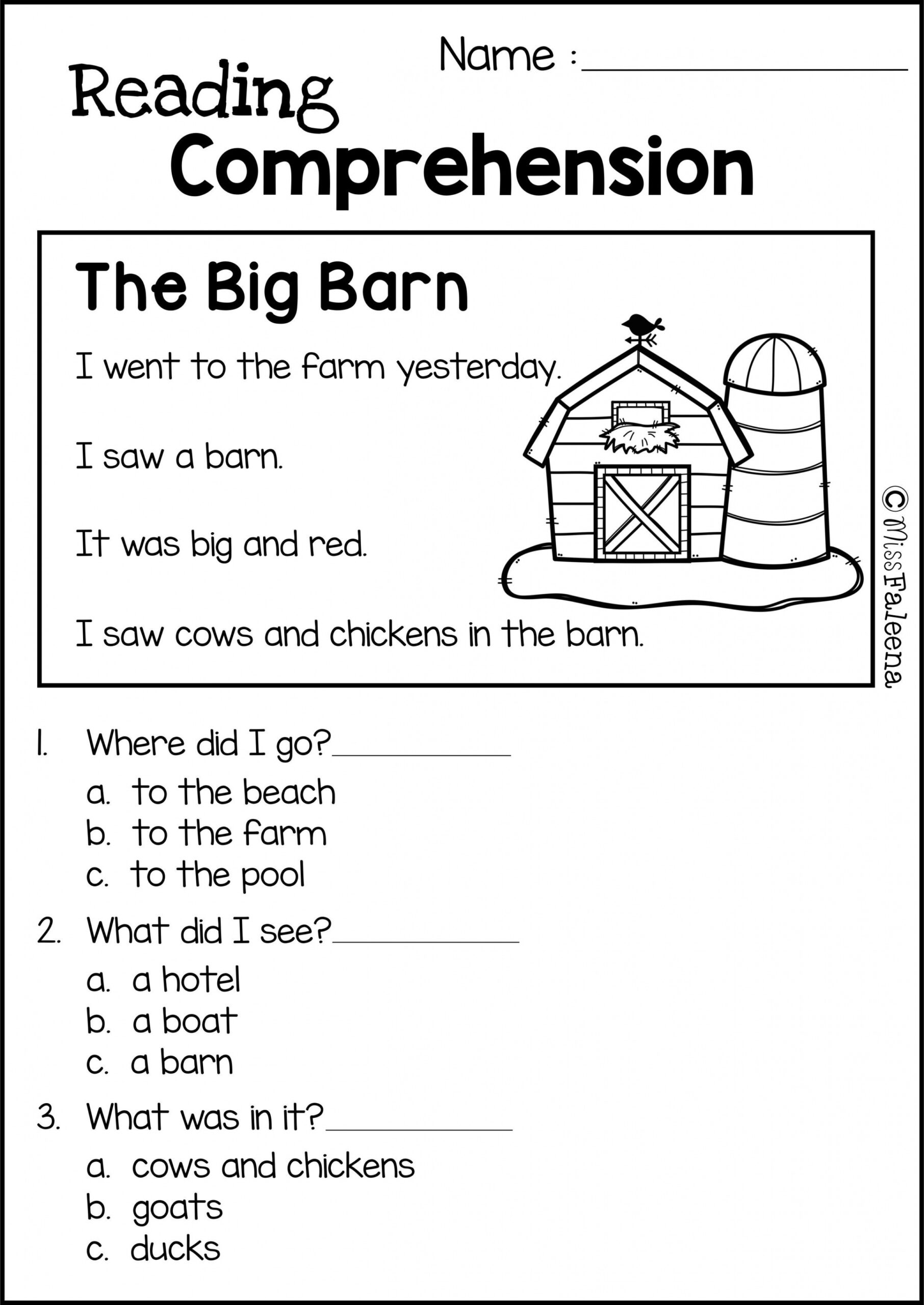 Reading Comprehension Set   Kindergarten reading worksheets, st