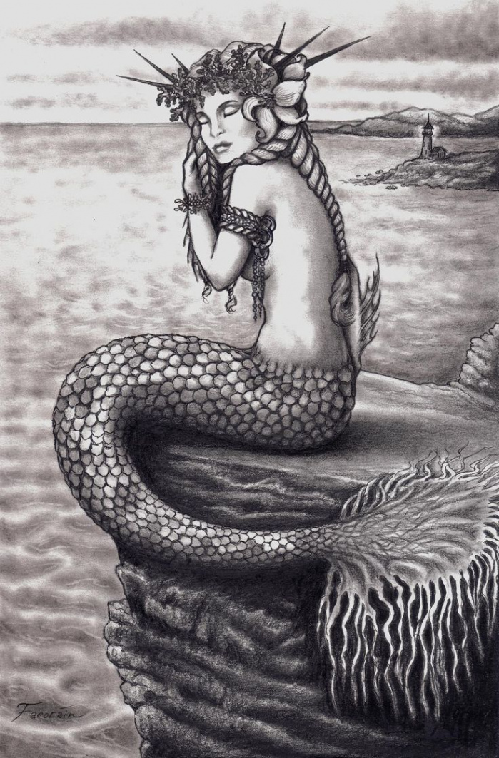 Resting on the Shore, Ink and graphite