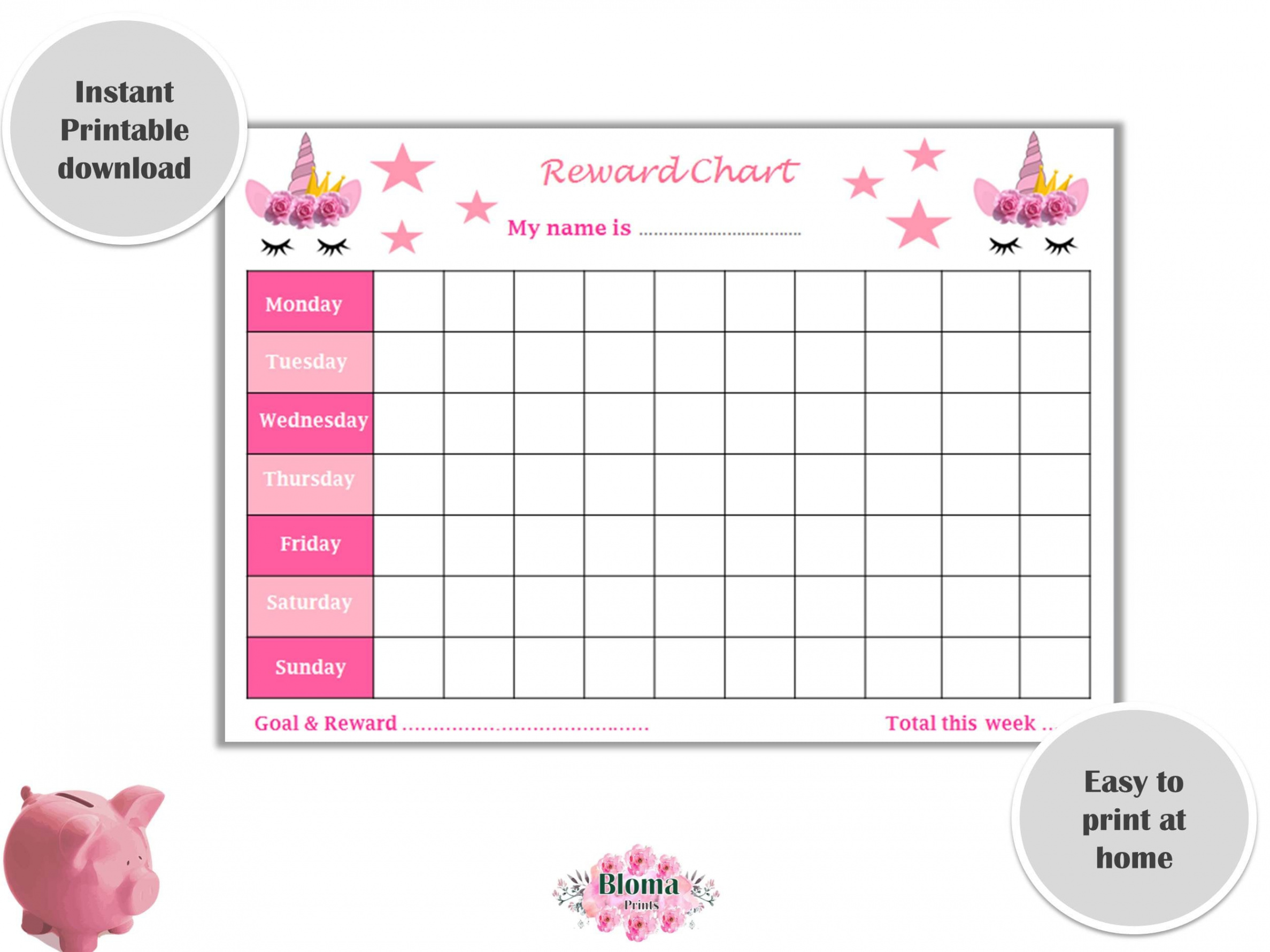 Reward Chart Unicorn PRINTABLE Children/kids Reward Chart - Etsy