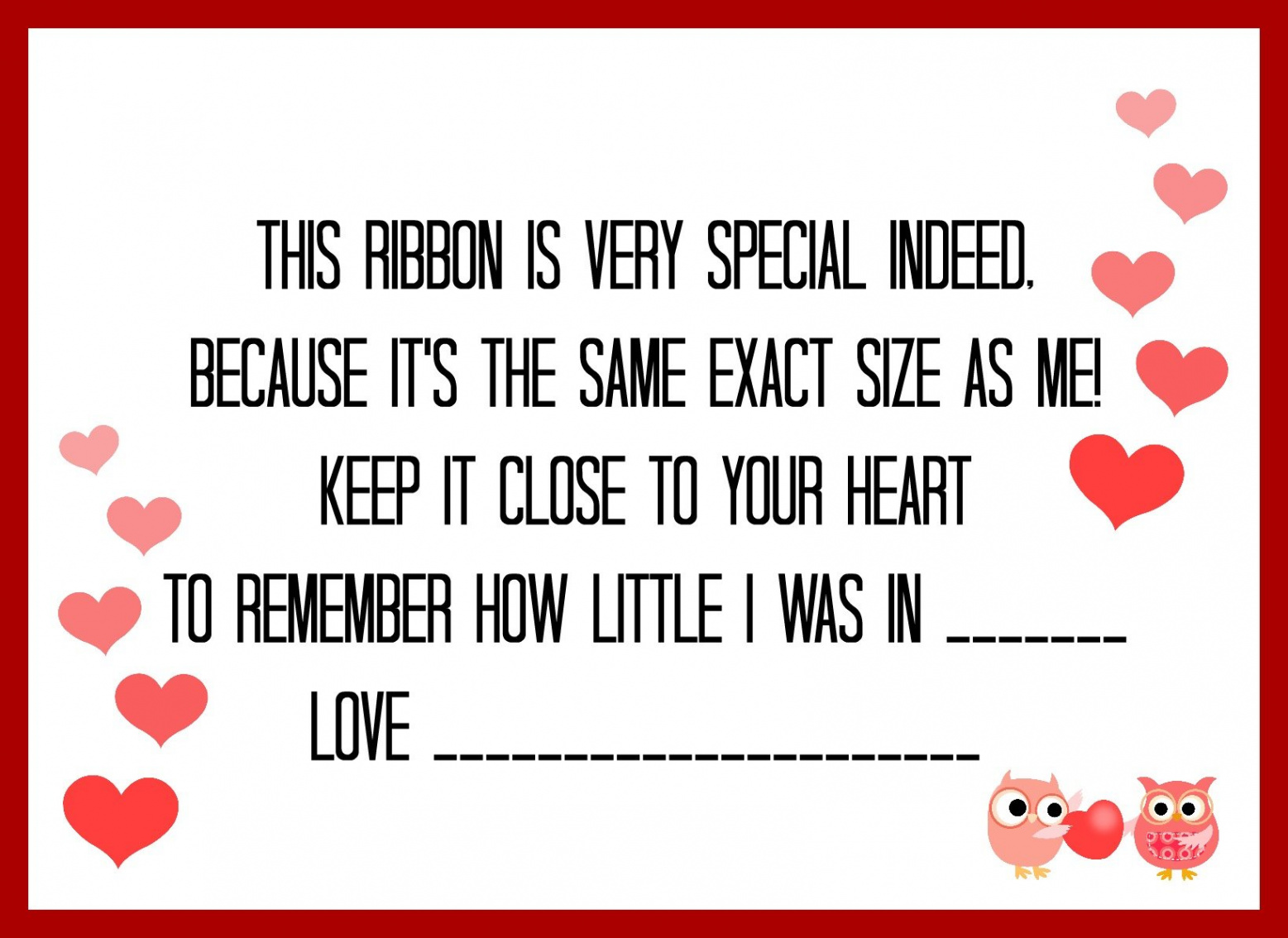 Ribbon Height Poem Printable