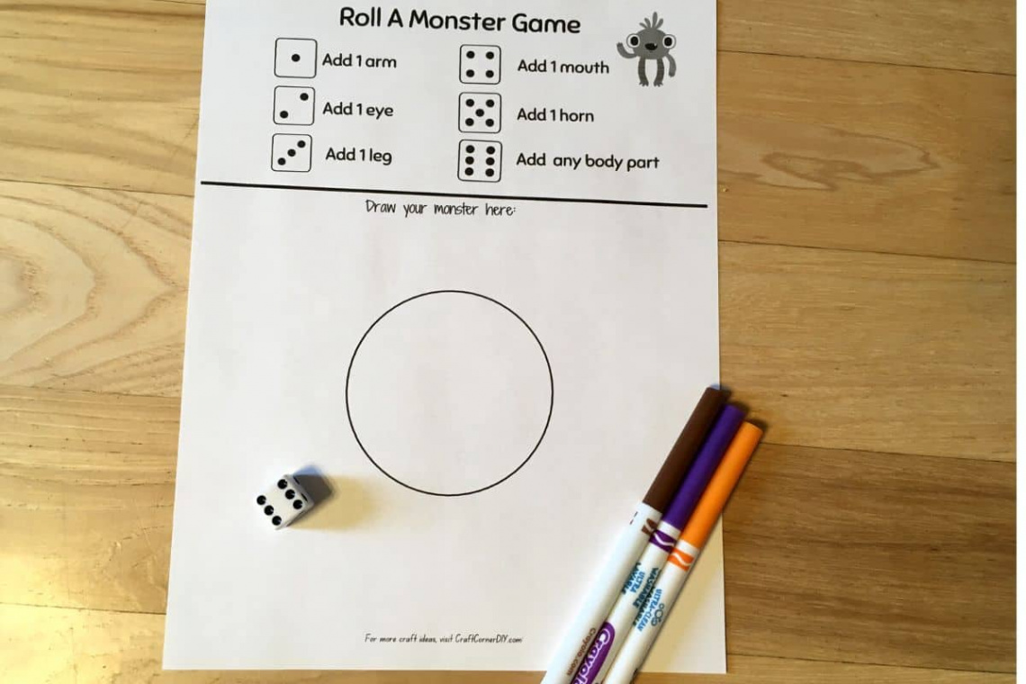 Roll A Monster Game - Free Printable  Craft Corner DIY