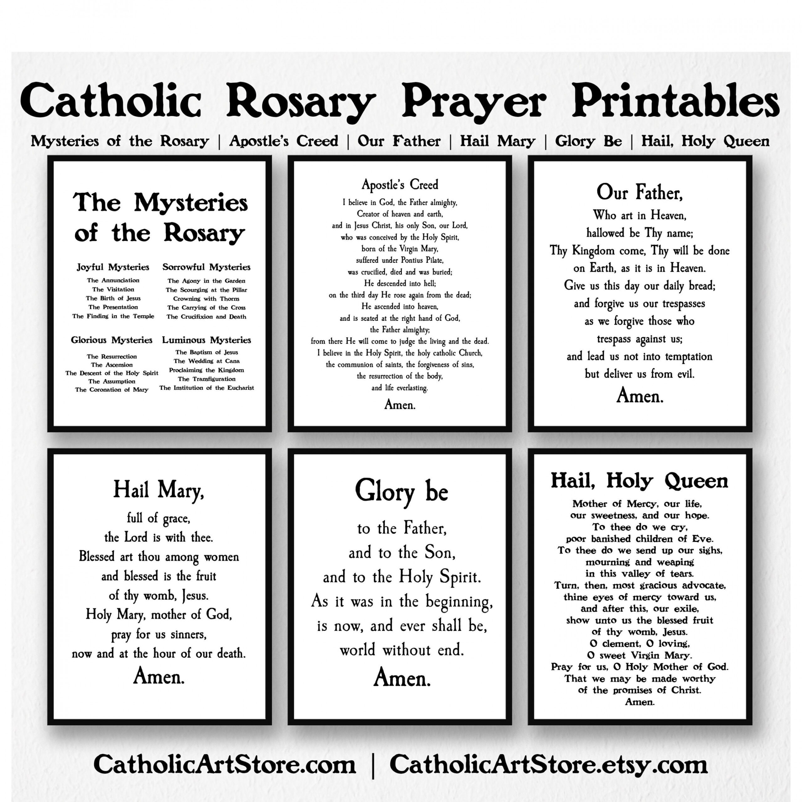 Rosary Printable Prayer Set  Prayer Set Mysteries of the - Etsy